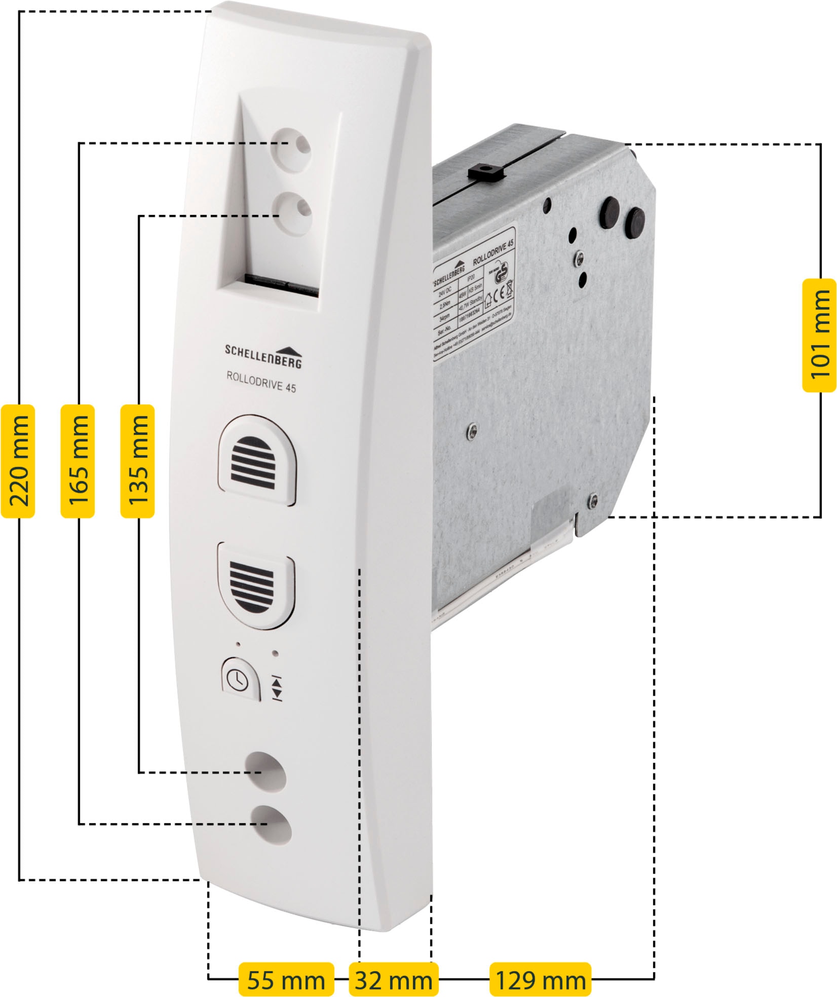 SCHELLENBERG Rollladengurt-Antrieb »Unterputz, elektrischer Gurtwickler RolloDrive 45,«, (1 tlg.), bis 4 m² Rollladenfläche, Maxi System, 23 mm Gurtbreite