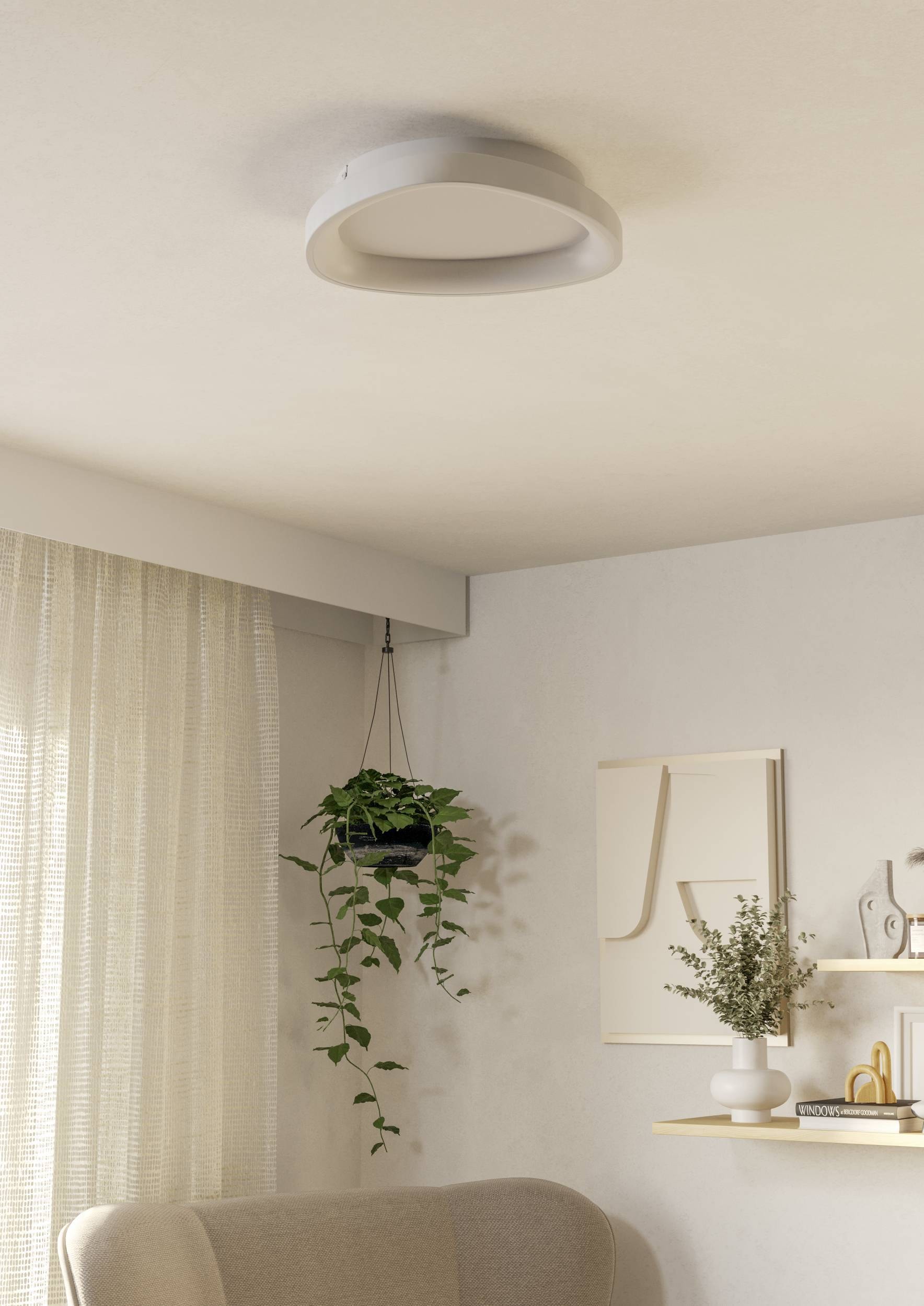 EGLO Deckenleuchte »Lortello Deckenlampe, dreieckige Bürolampe, Metall und Kunststoff« LED-Modul 1 Stk. Kaltweiß | Neutralweiß | Warmweiß Wand-/Deckenleuchte - H7,5 x Ø35 cm - weiß - 12W inkl.