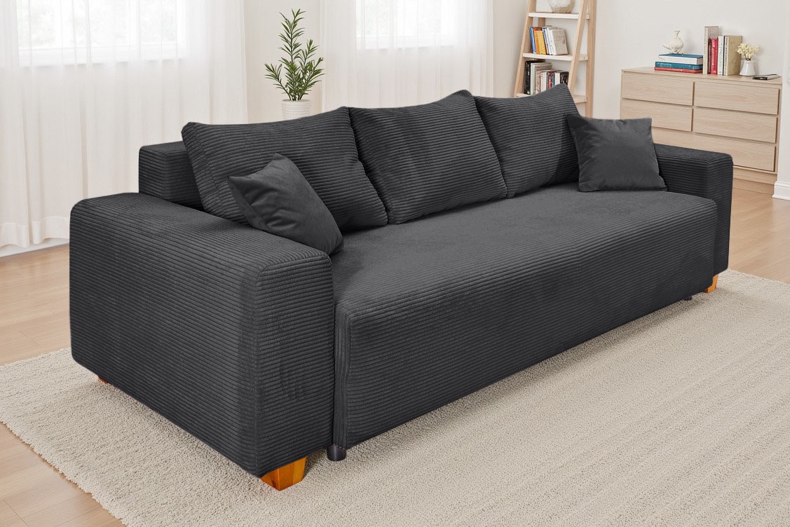 COLLECTION AB "Yves, B: 243 cm, Liegefl. 142x194 cm" Schlaffunktion, Bettkasten & 2 Zierkissen, Federkern