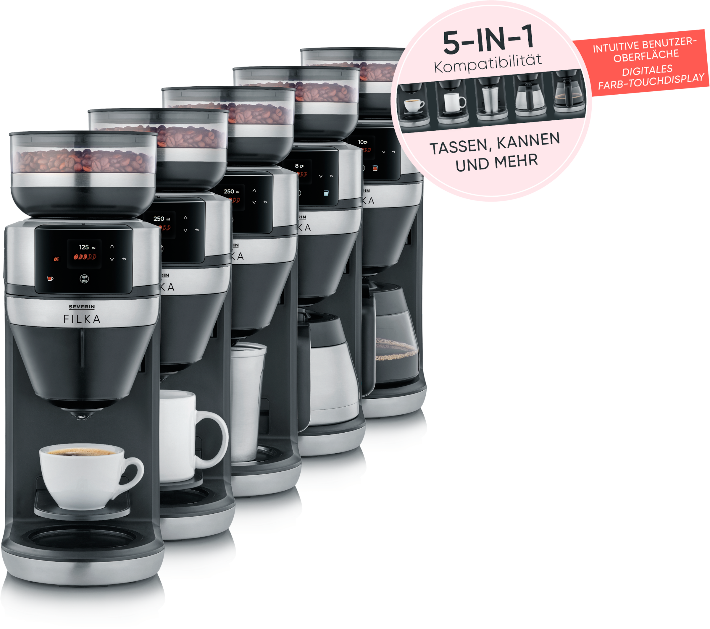 Severin Kaffeemaschine mit Mahlwerk »KA 4853 FILKA«, 1,4 l Kaffeekanne, Papierfilter, 1x4