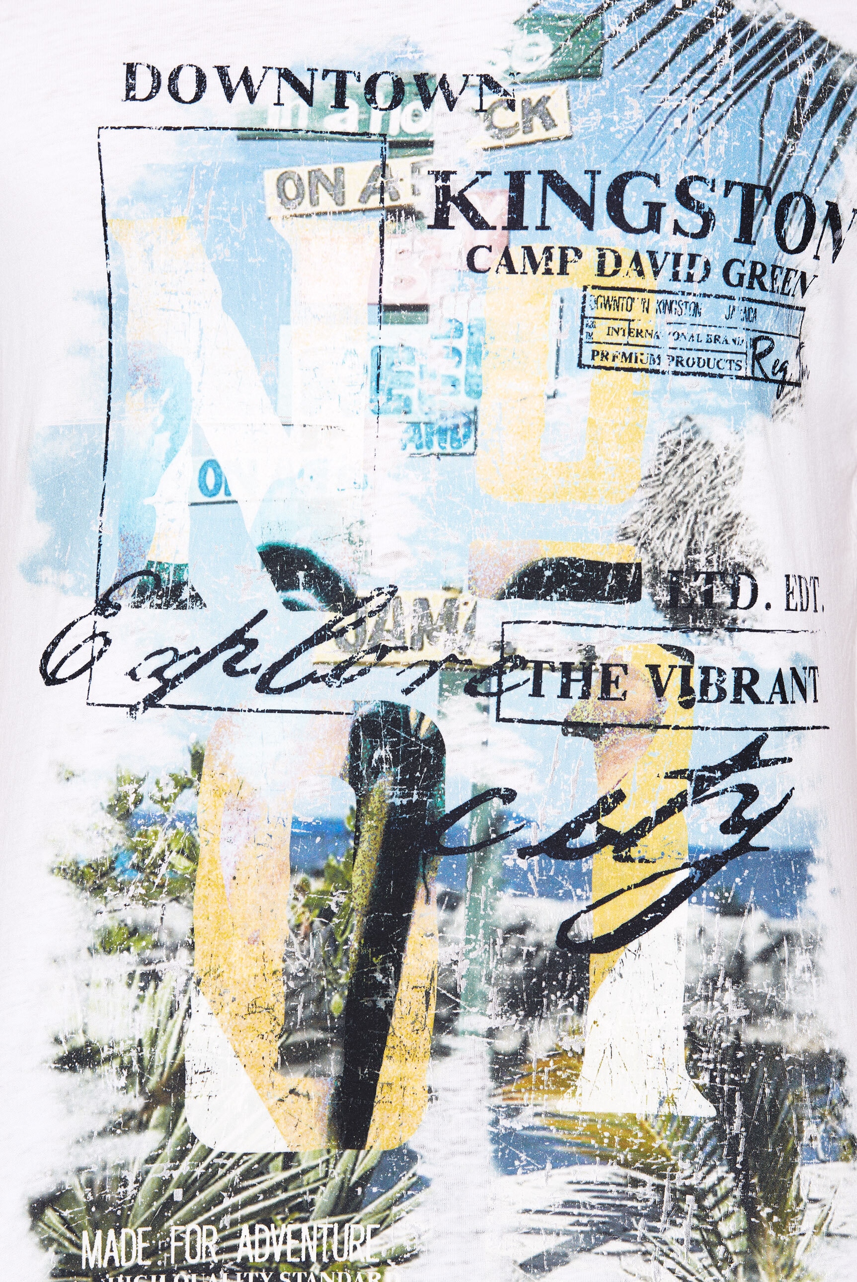 CAMP DAVID Rundhalsshirt, mit offener Kante am Ausschnitt