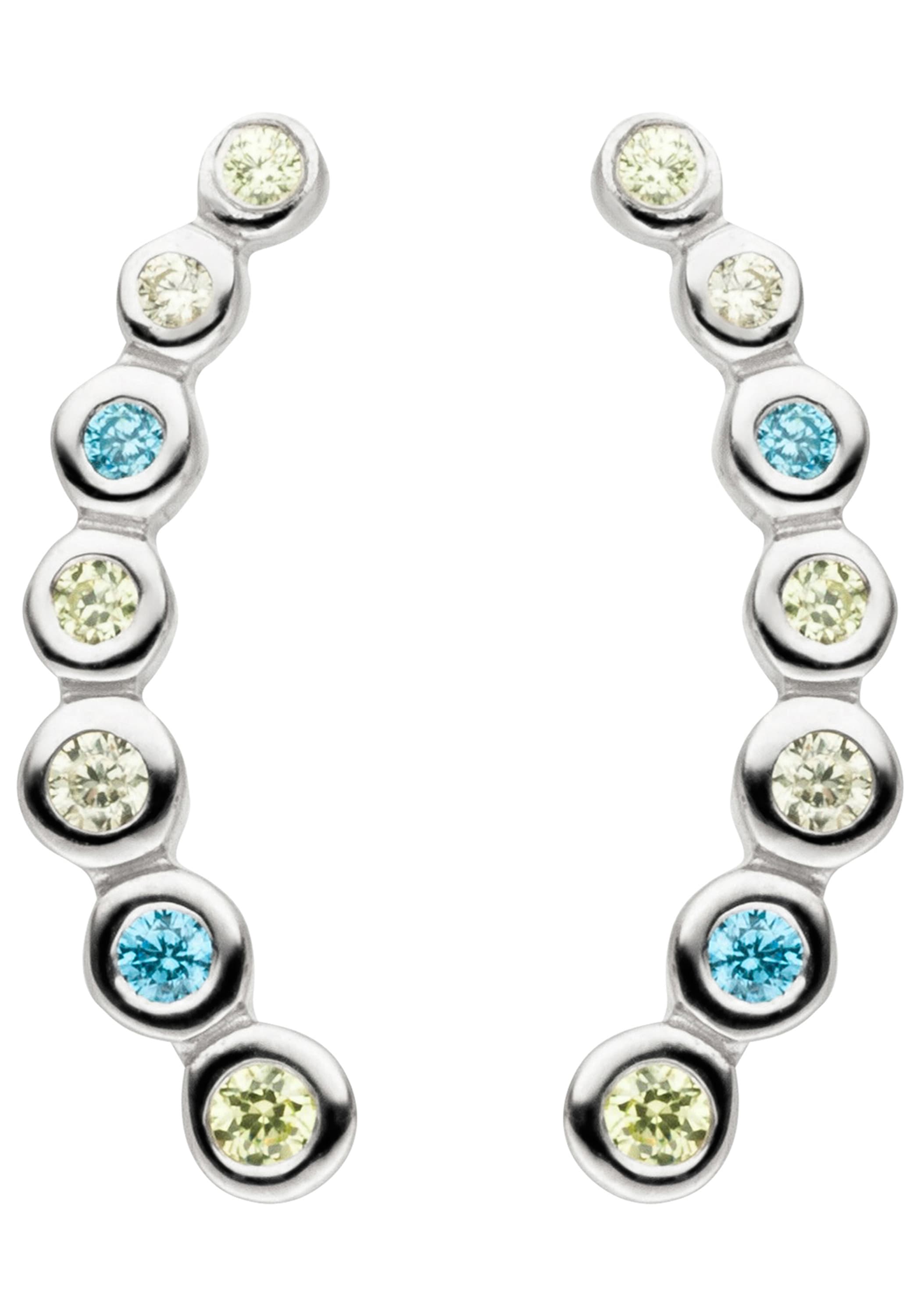 JOBO Paar Ohrstecker »Ohrringe mit 14 Zirkonia türkis« 925 Silber rhodiniert