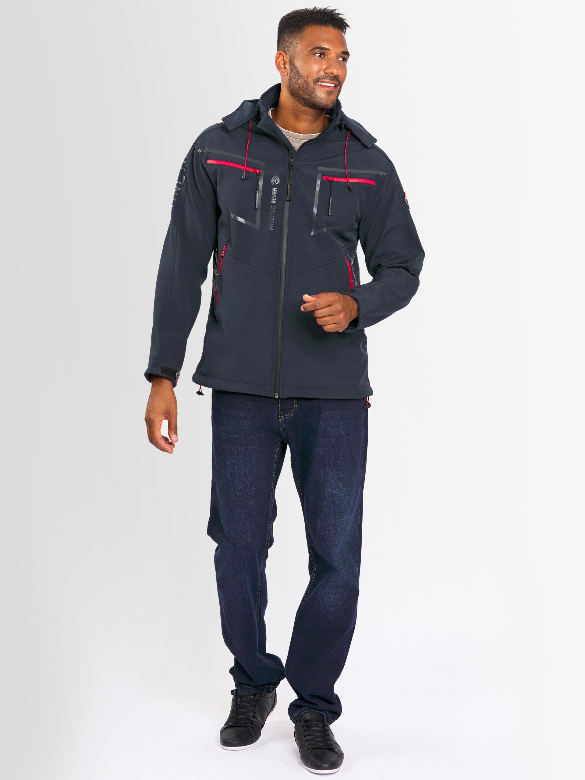 Arctic Seven Softshelljacke "ASPierr", sportliche Outdoor Funktionsjacke mit abnehmbarer Kapuze