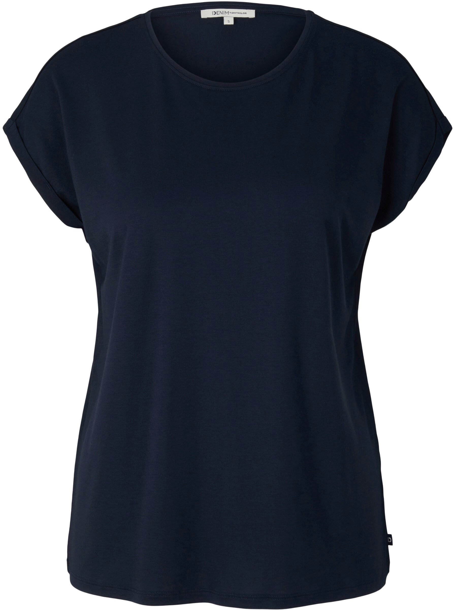 TOM TAILOR Denim Rundhalsshirt, mit Ärmelaufschlag