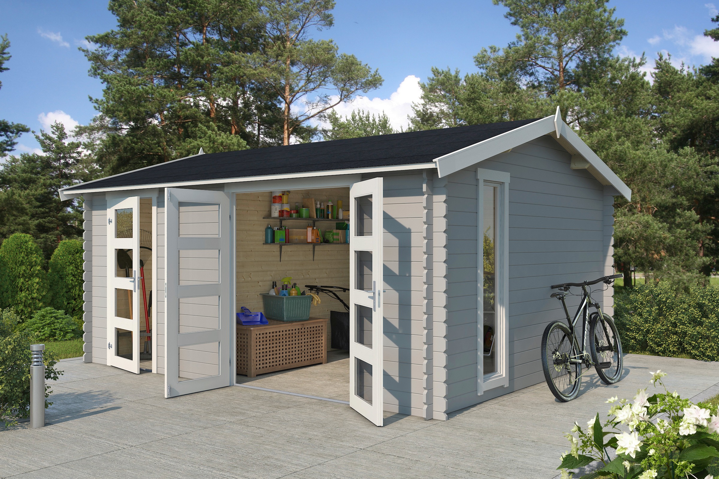 LASITA MAJA Gartenhaus "Carroz 2" Blochbohlenhaus 28mm 2-Raum, Fundamentmas günstig online kaufen