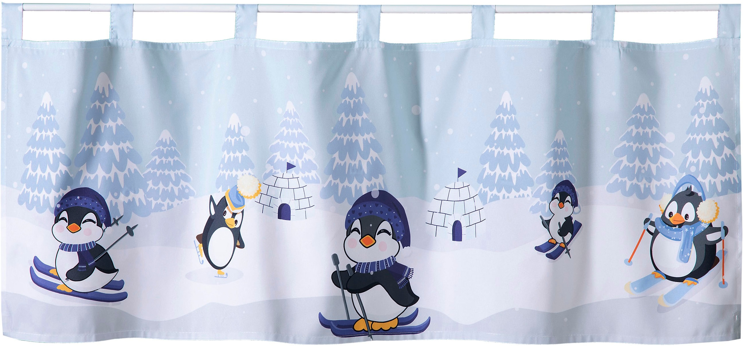 Weckbrodt Scheibengardine "Comic-Pinguine", (1 St.), Microsatin