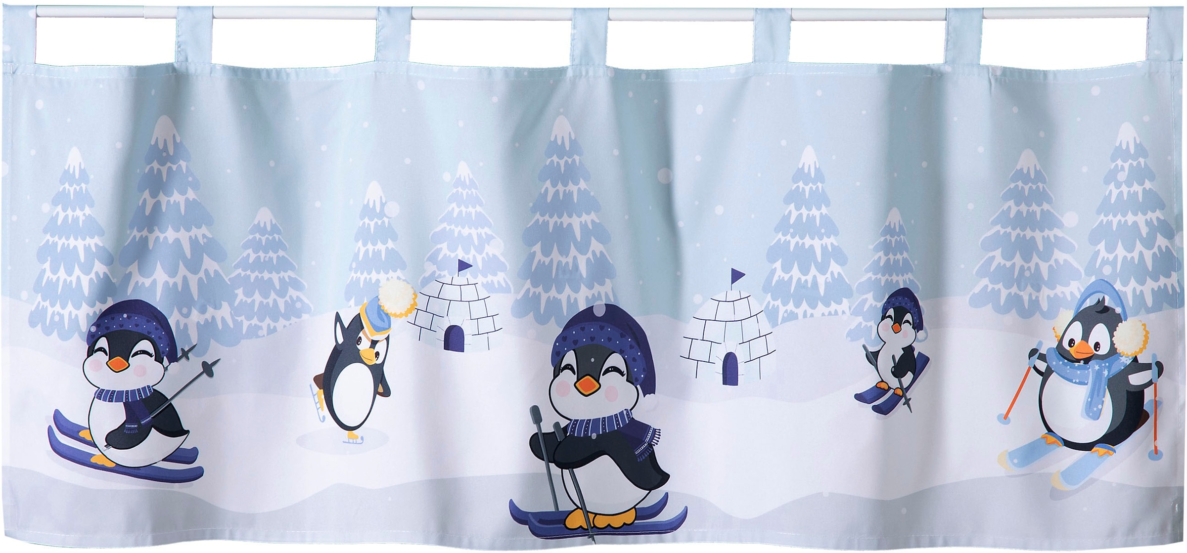 Weckbrodt Scheibengardine "Comic-Pinguine" Schlaufen 1 Stk. tlg. Microsatin günstig online kaufen