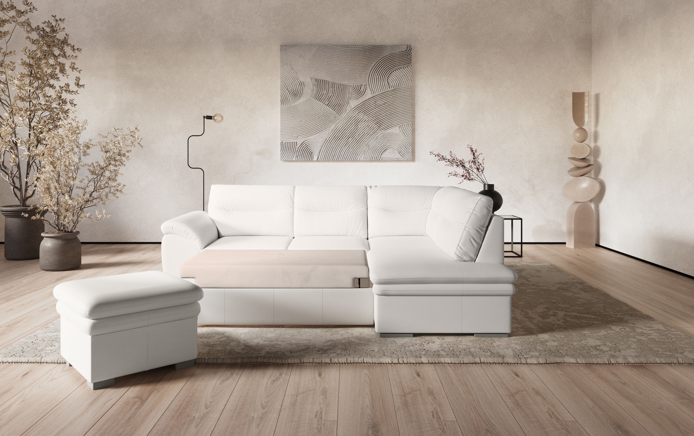 COTTA Ecksofa "Leandra L-Form", wahlweise mit Bettfunktion & Bettkasten günstig online kaufen