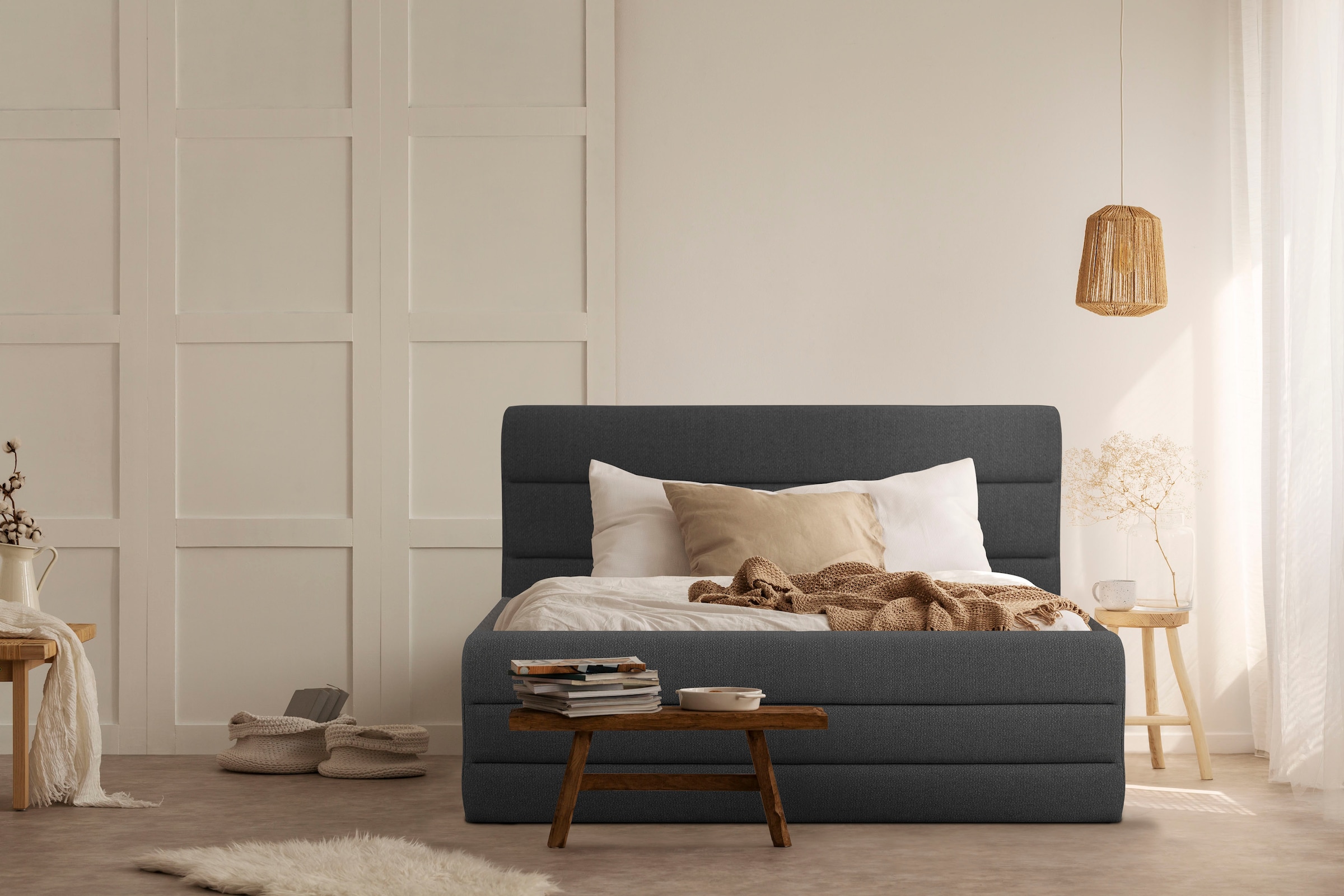 Home affaire Polsterbett "Merrit" Quernaht im Kopf- und Fußteil, in 5 Breit günstig online kaufen