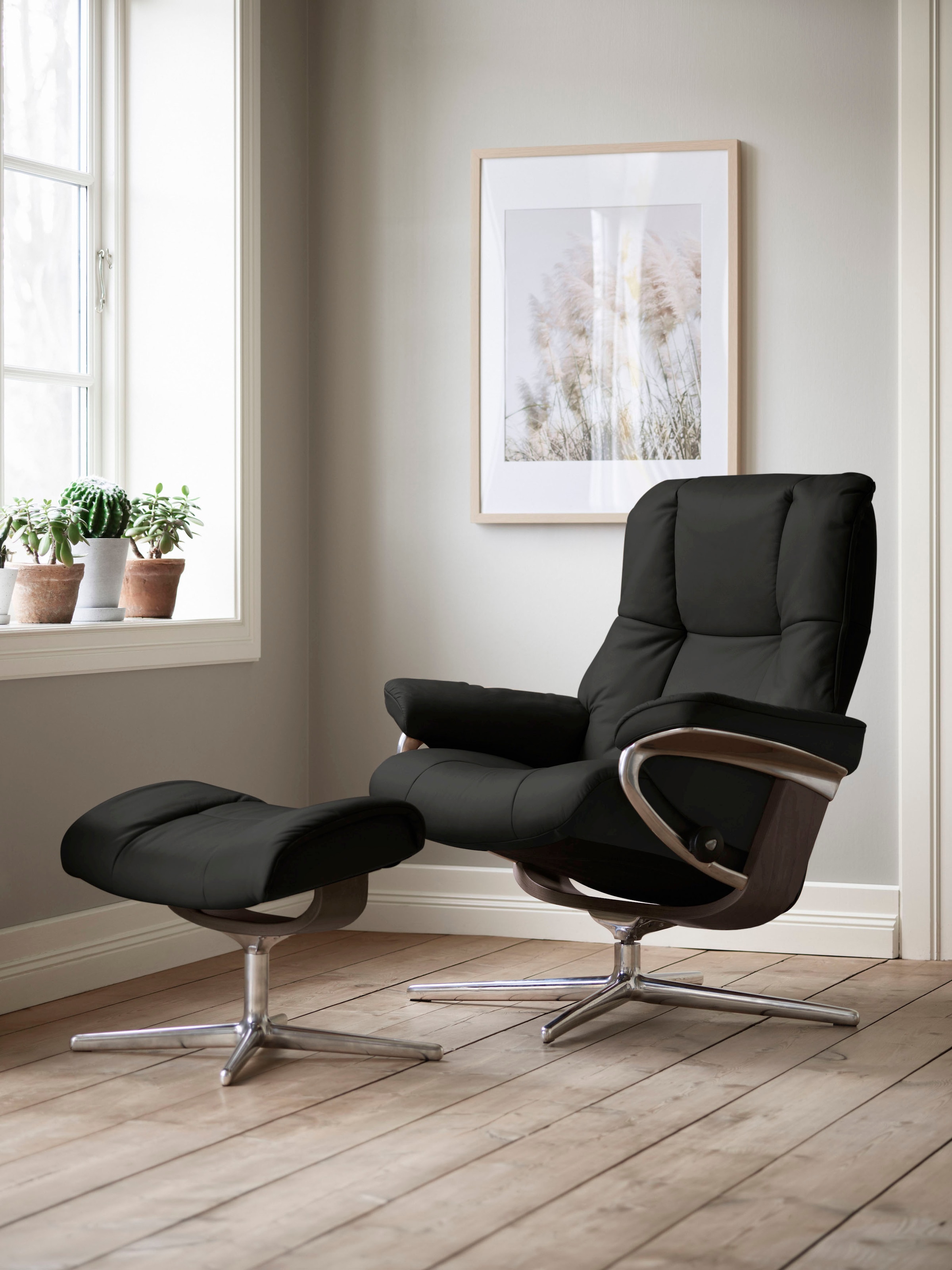 Stressless Fußhocker "Mayfair", mit Cross Base, Größe S, M & L, Holzakzent Wenge