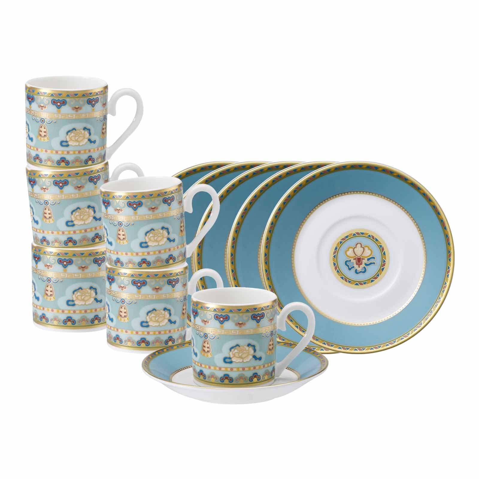 Villeroy & Boch Tasse "Espressotassen mit Untertassen Samarkand Aquamarin 50 ml 12er Set bunt"