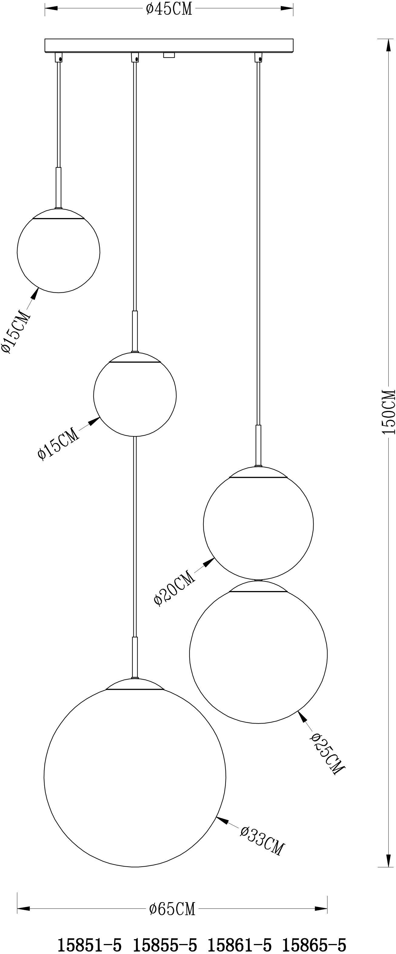 GLOBO LIGHTING Hängeleuchte »VARUS« E27 1 Stk. Verchromte Hängeleuchte mit 5 Glas-Kugeln, Höhe kürzbar