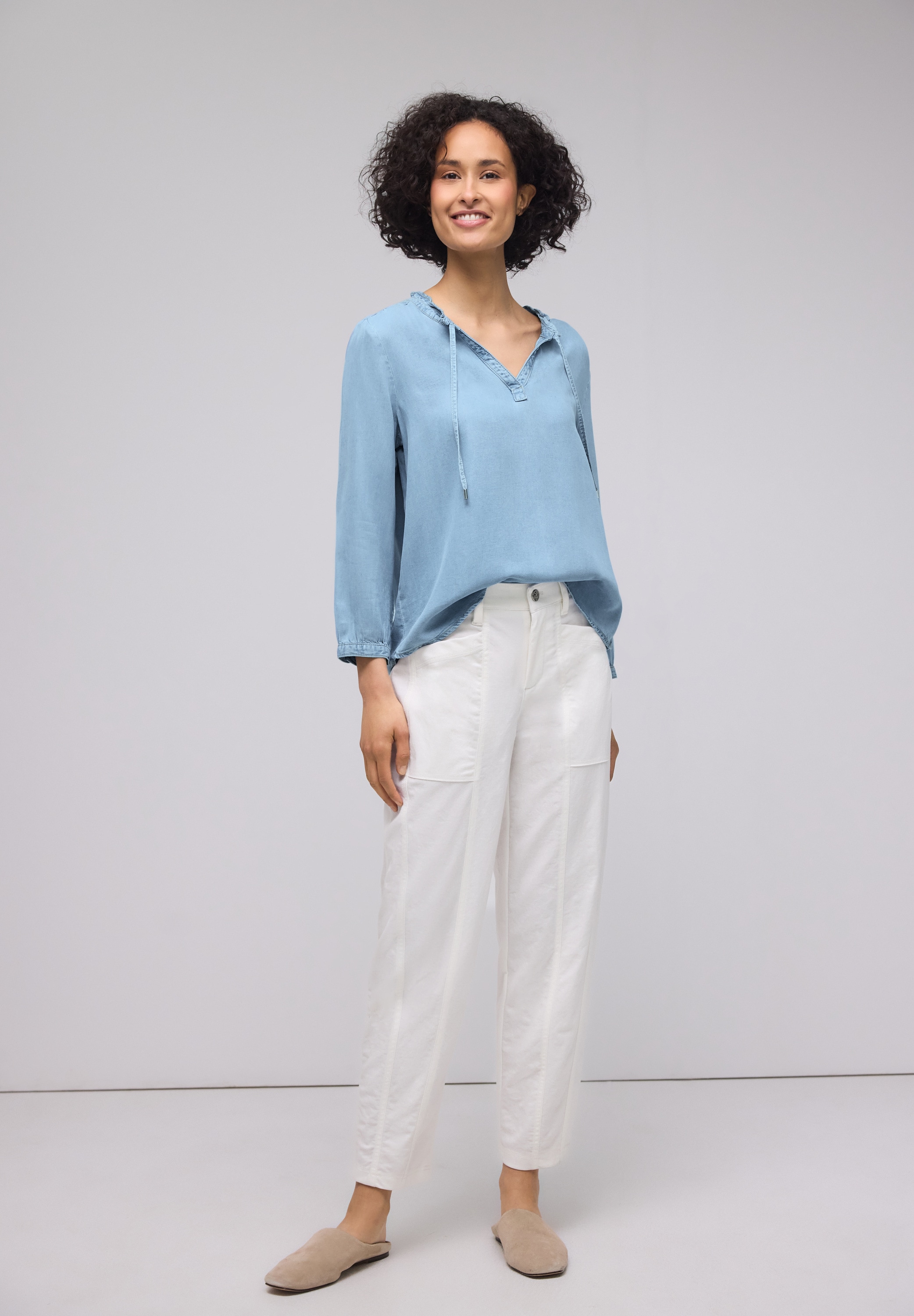 STREET ONE Jeansbluse in Denim-Optik