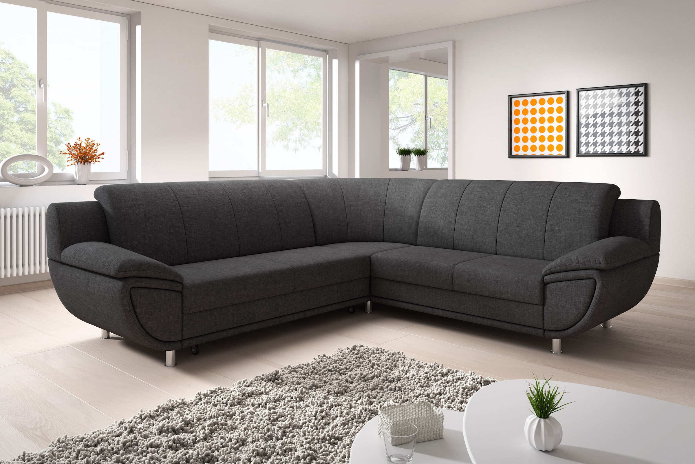 TRENDMANUFAKTUR Ecksofa »Rondo II, L-Form«, wahlweise mit Federkern, wahlweise mit Bettfunktion