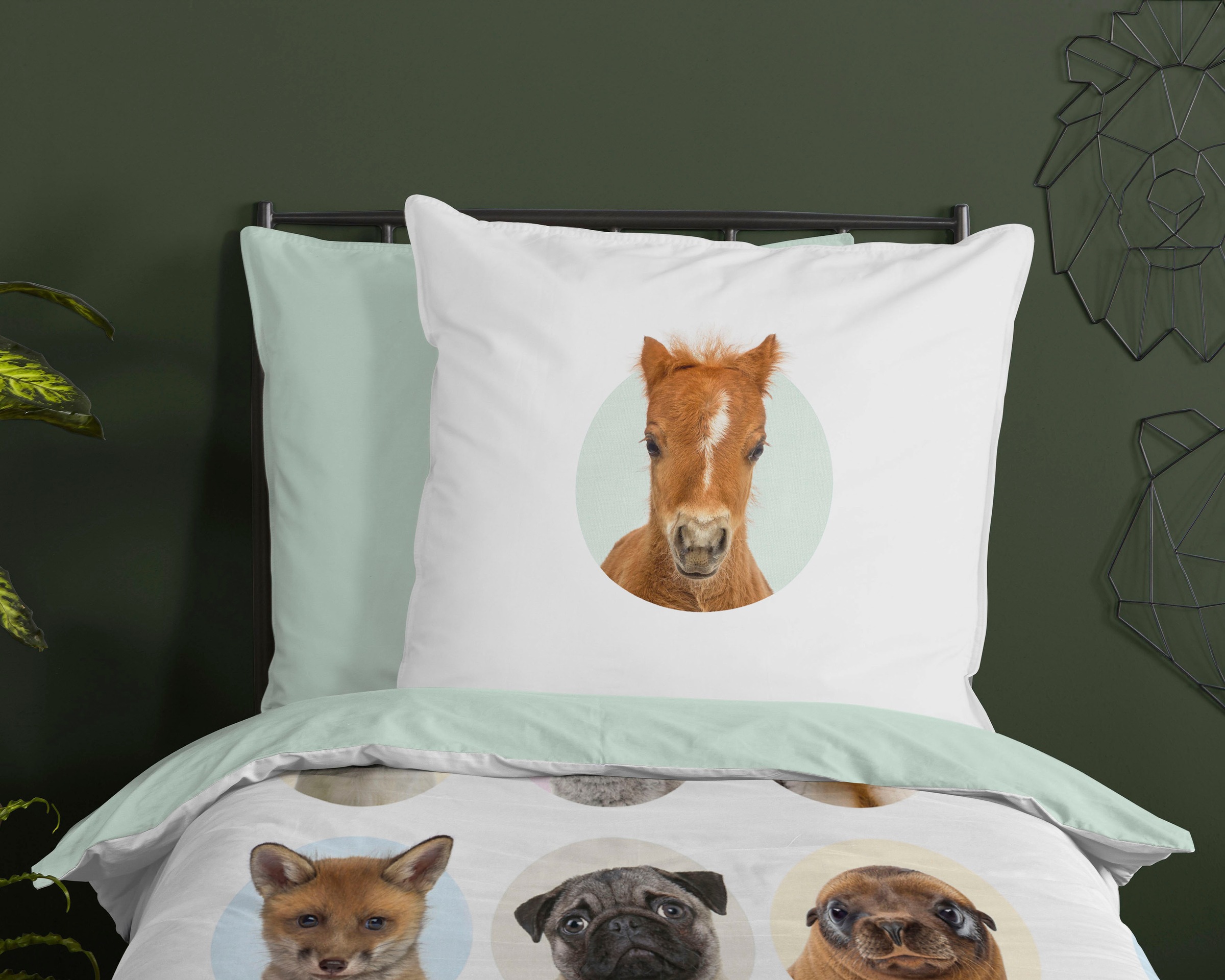 Thumbnail - good morning Kinderbettwäsche "Younganimals" 2 Stk. 100% Baumwolle, 135x200, Reißverschluss, Wendeoptik, Kind, Tier