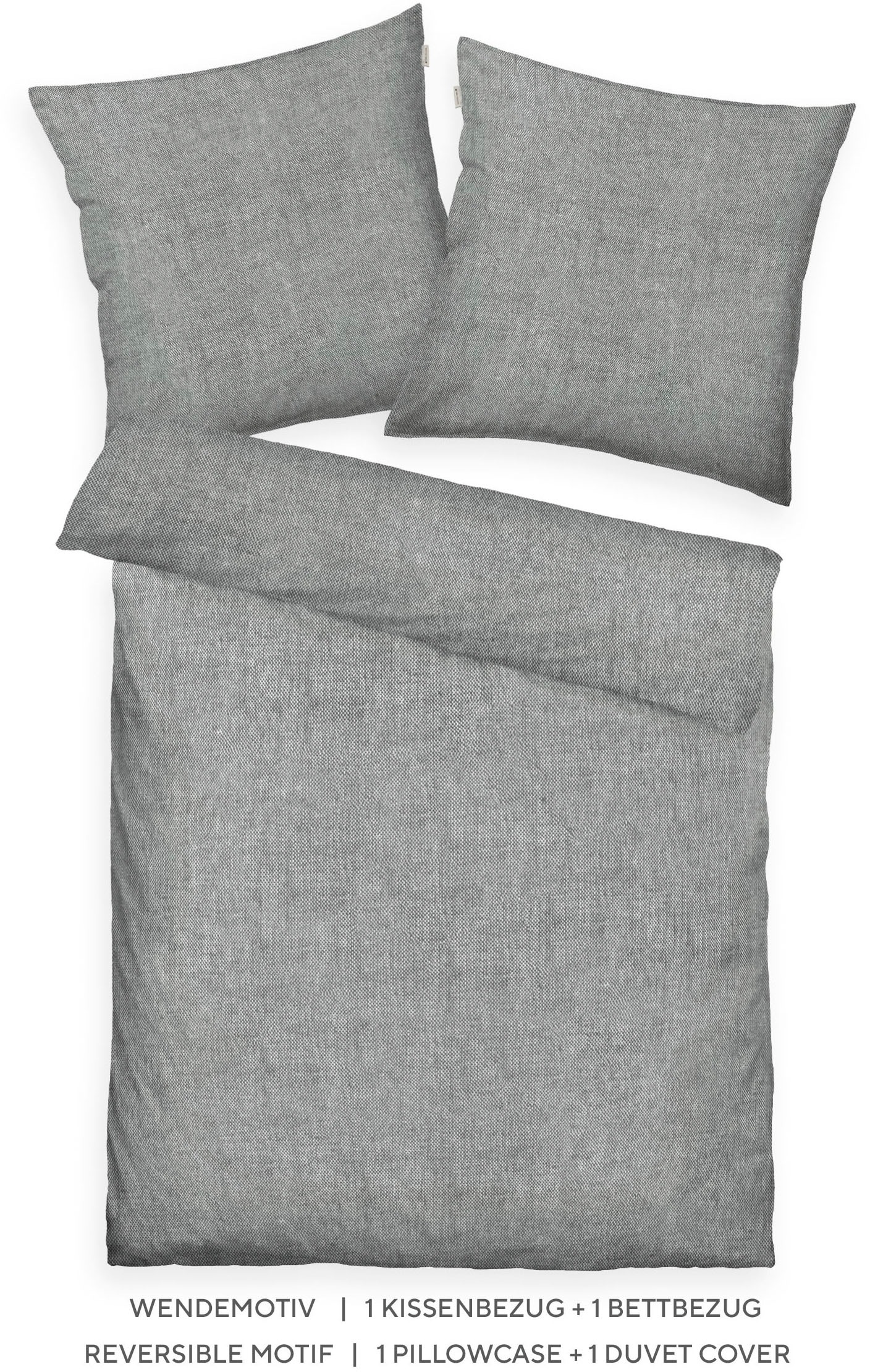 TOM TAILOR HOME Bettwäsche »WOVEN MELANGE in Gr. 135x200cm oder 155x220cm«, new bedroom, Doppelnaht am Kissen, gewebtes Label