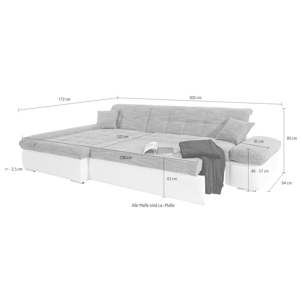 DOMO collection Ecksofa »Moric Schlafsofa B/T/H 300/172/80 cm, viele Bezugsarten, auch in Cord«