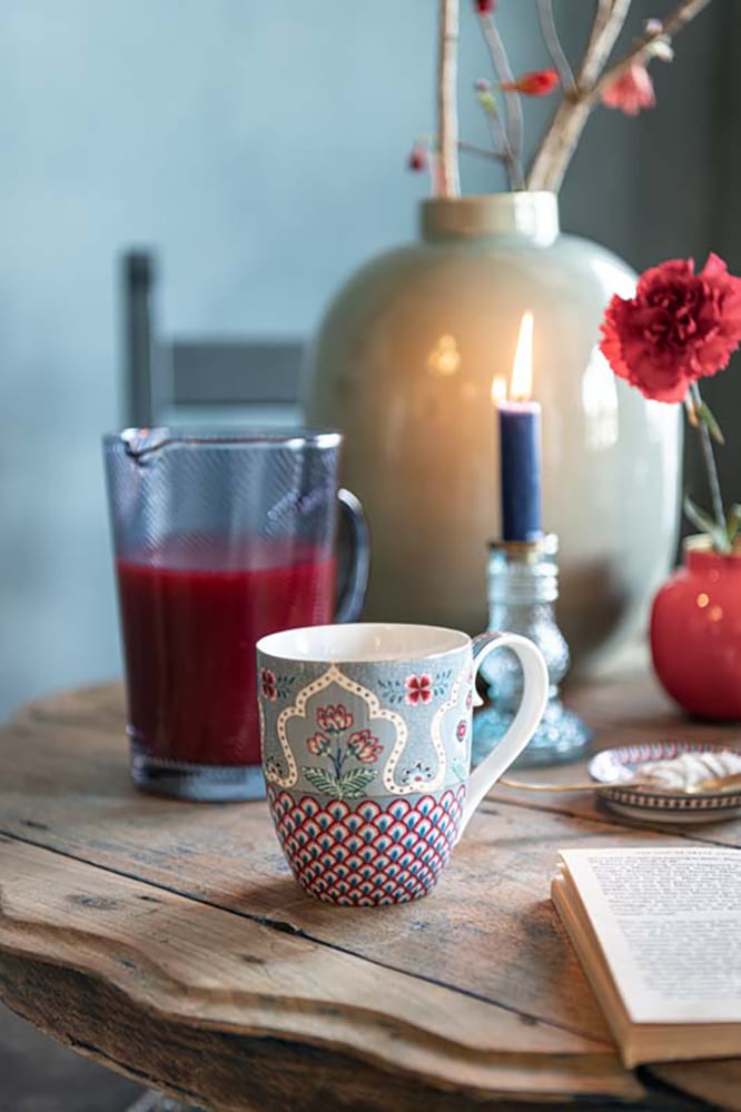 PiP Studio Becher »Flower Festival - Kamm Deko«, (Set, 4 tlg.), Kaffeetassen im 4er Set, Blumenfest, mit Kamm Deko, 350 ml