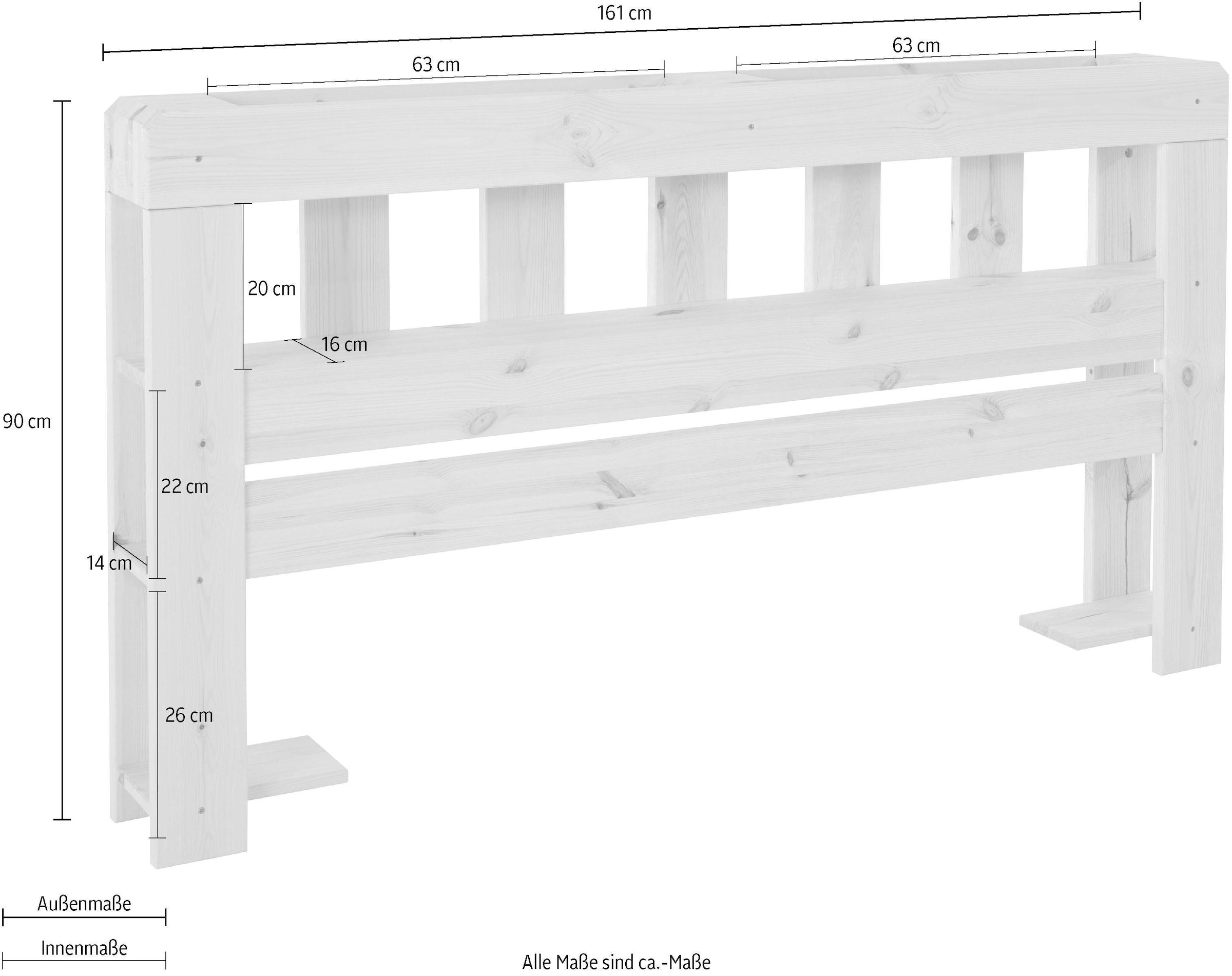 OTTO home Kopfteil »"ALASCO " Made in Europe, FSC® zertifiziertes Massivholz« für Palettenbett Alasco, aus Massivholz, mit 7 offenen Fächern
