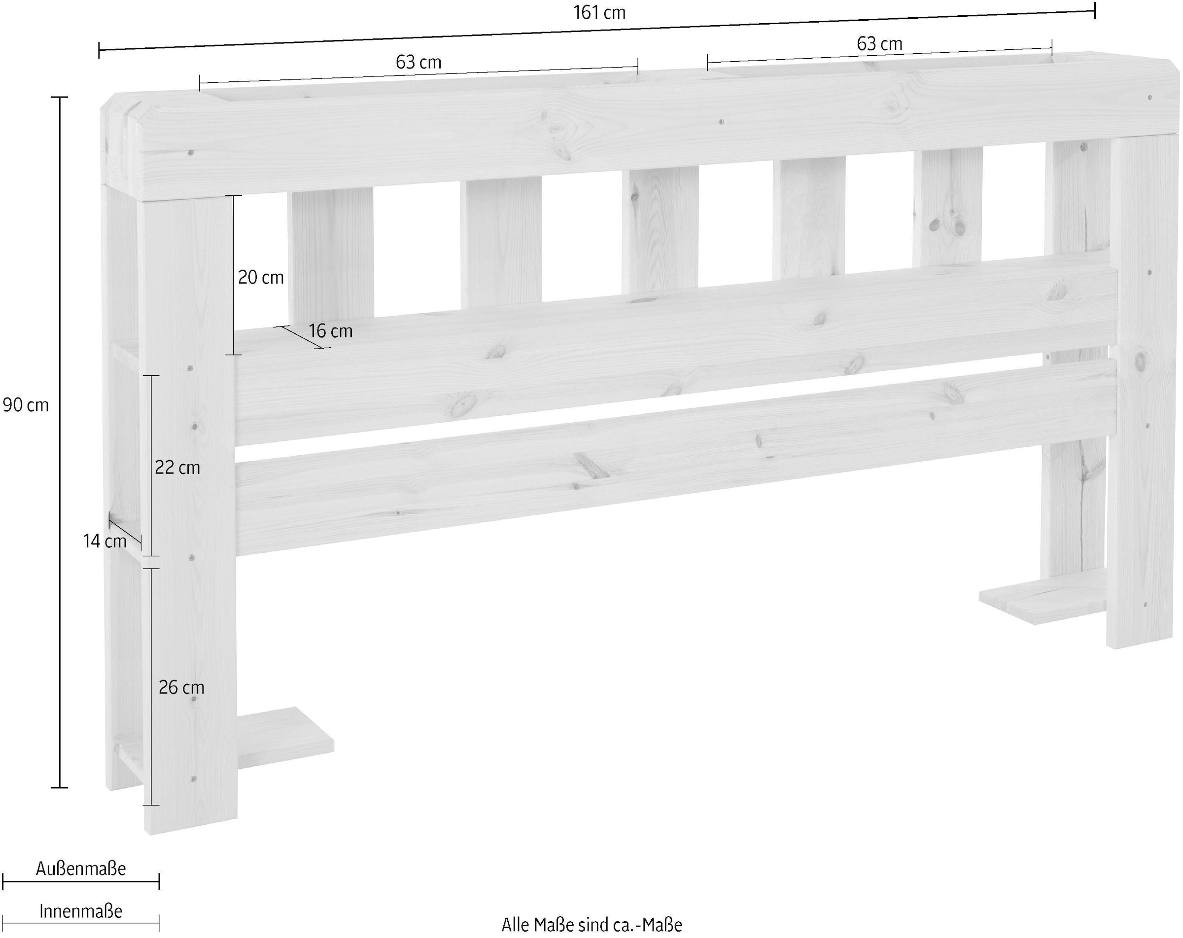 Home affaire Kopfteil »"ALASCO Zoll«, für Palettenbett Alasco, aus Massivholz, mit 7 offenen Fächern