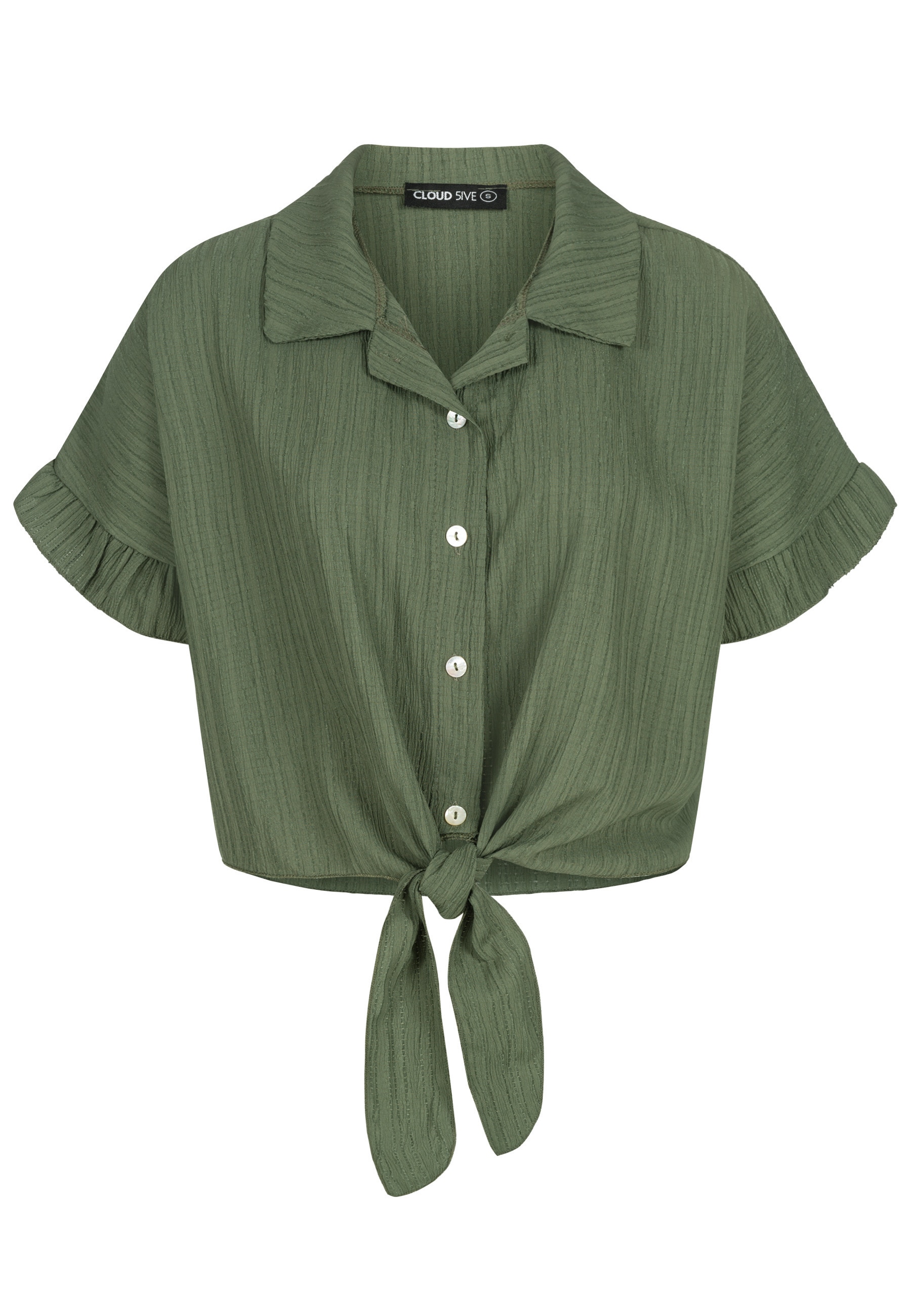 CLOUD 5IVE Klassische Bluse "CLOUD 5IVE Crop Bluse mit Knopfleiste und Knot günstig online kaufen