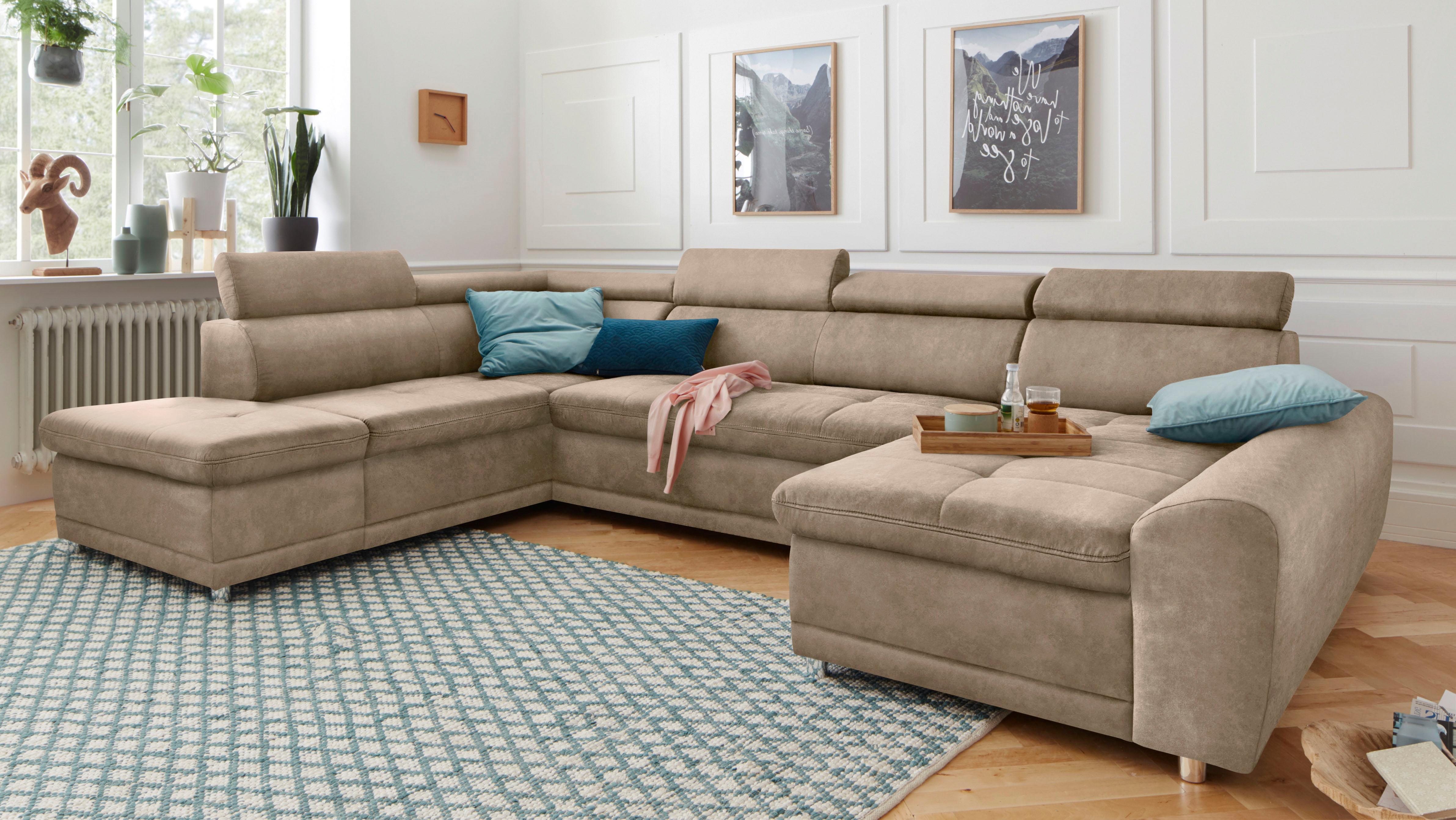 sit&more Wohnlandschaft "Riva U-Form" wahlweise mit Schlaffunktion