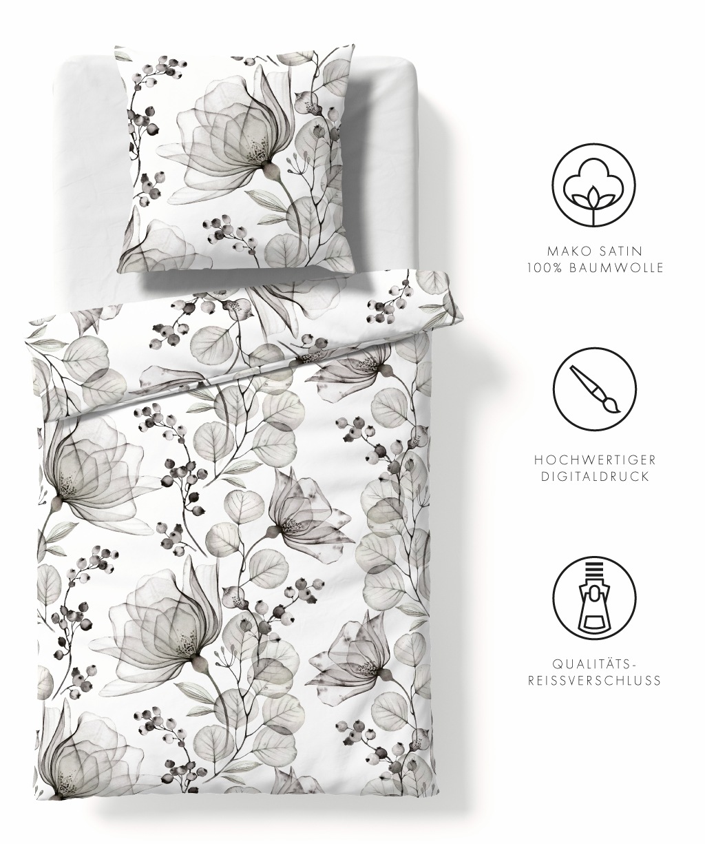Thumbnail - fleuresse Bettwäsche "Bed Art S" 2 Stk. tlg. Mako Satin 100% Baumwolle mit Reißverschluss