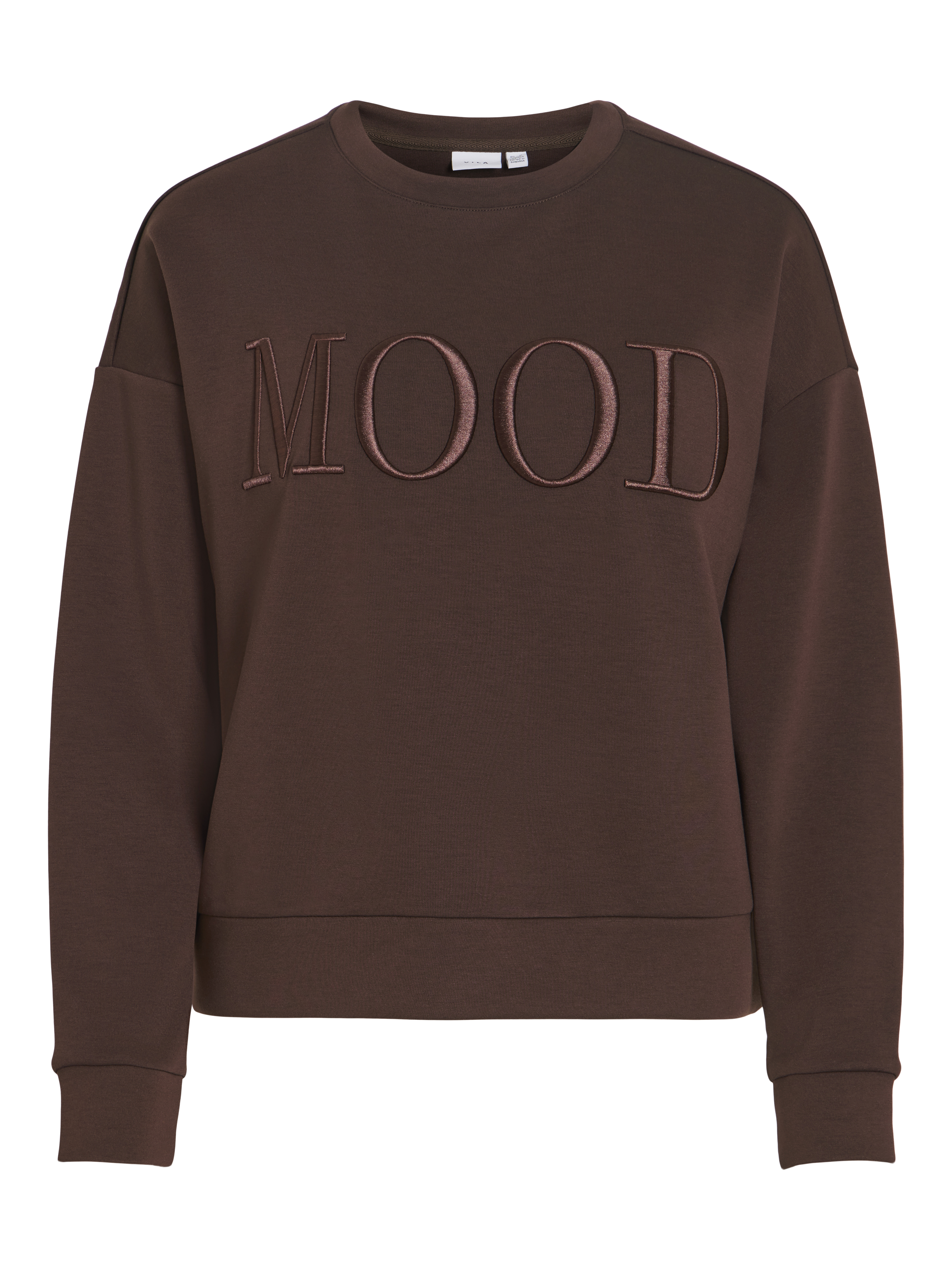 Vila Sweater "VIREFLECT MOOD EMB L/S SWEAT TOP/R/3", Materialmix, loose fit