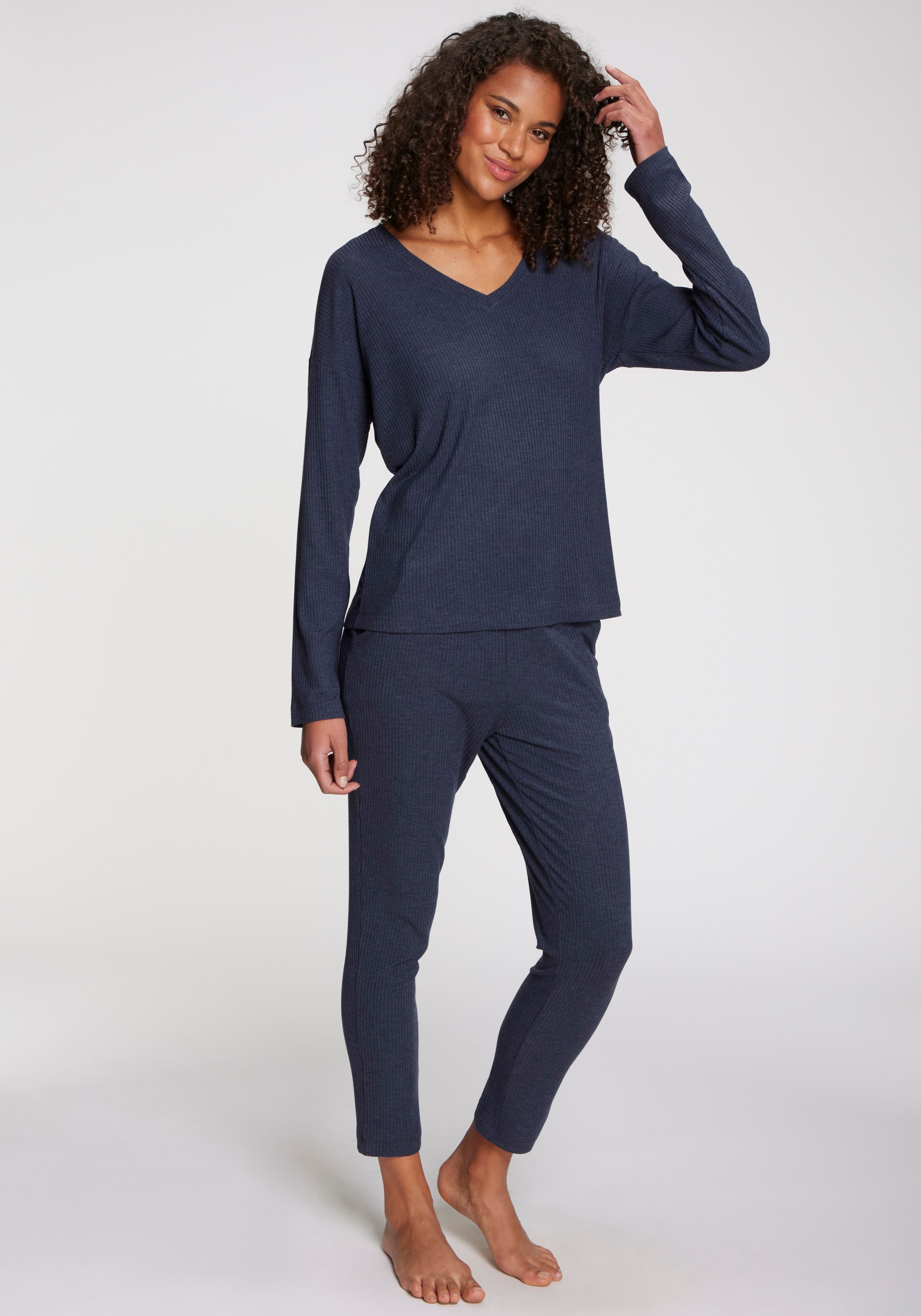 s.Oliver Pyjamahose, Aus weicher Rippqualität