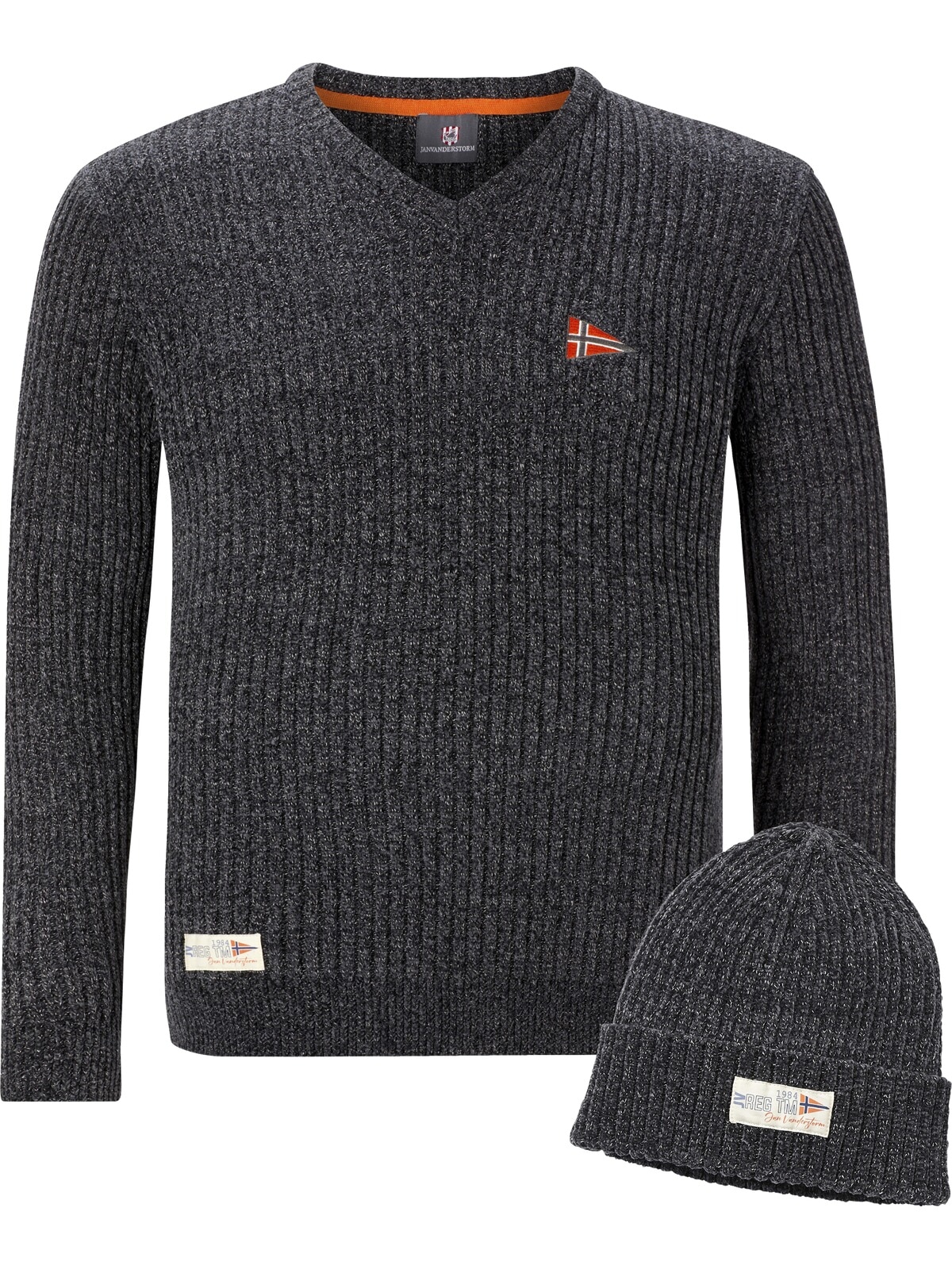 Jan Vanderstorm V-Ausschnitt-Pullover "Pullover mit Mütze RONAI", im Beanie günstig online kaufen