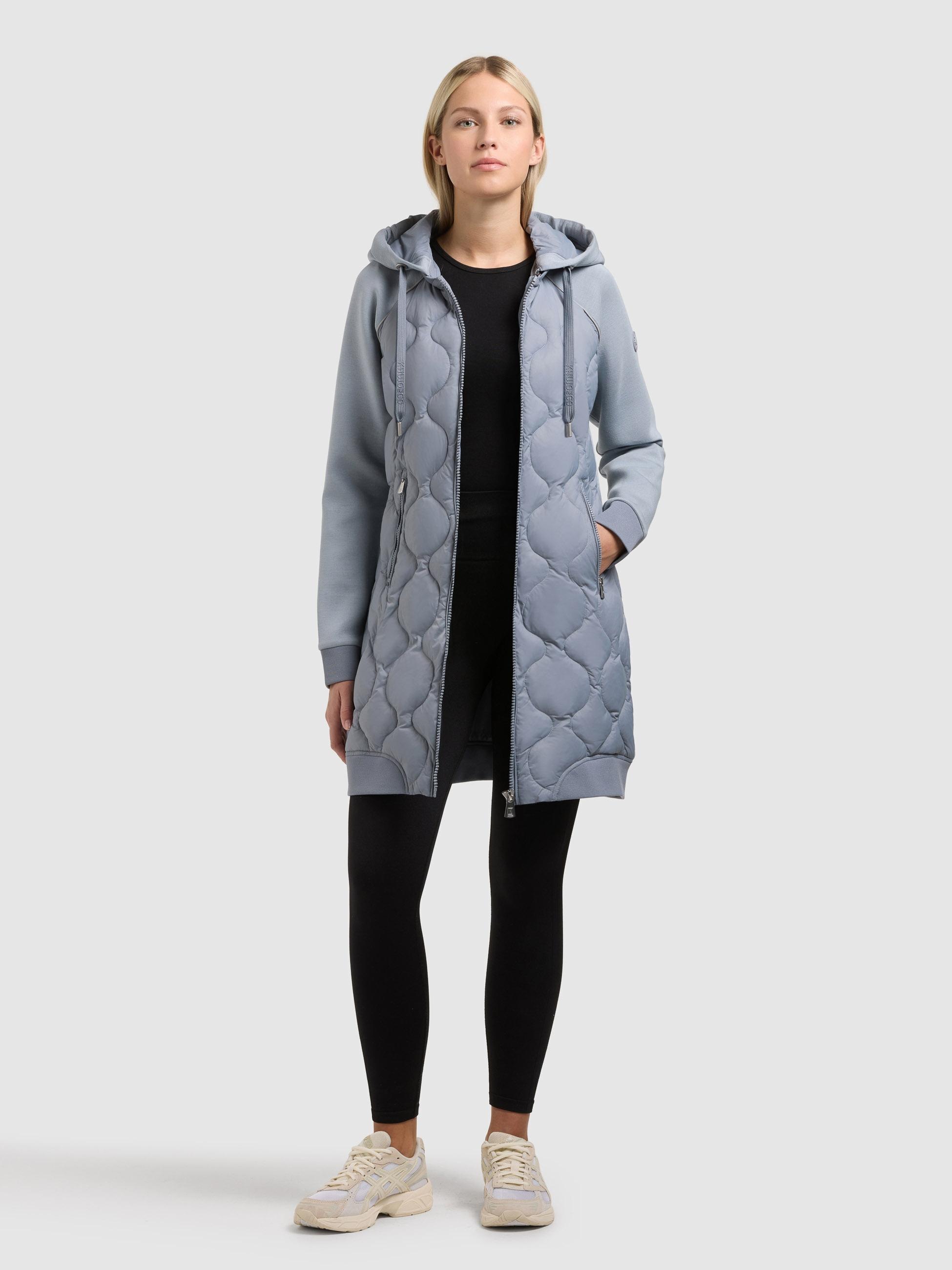 khujo Kurzmantel »Nora« Materialmix-Mantel mit abnehmbarer kapuze