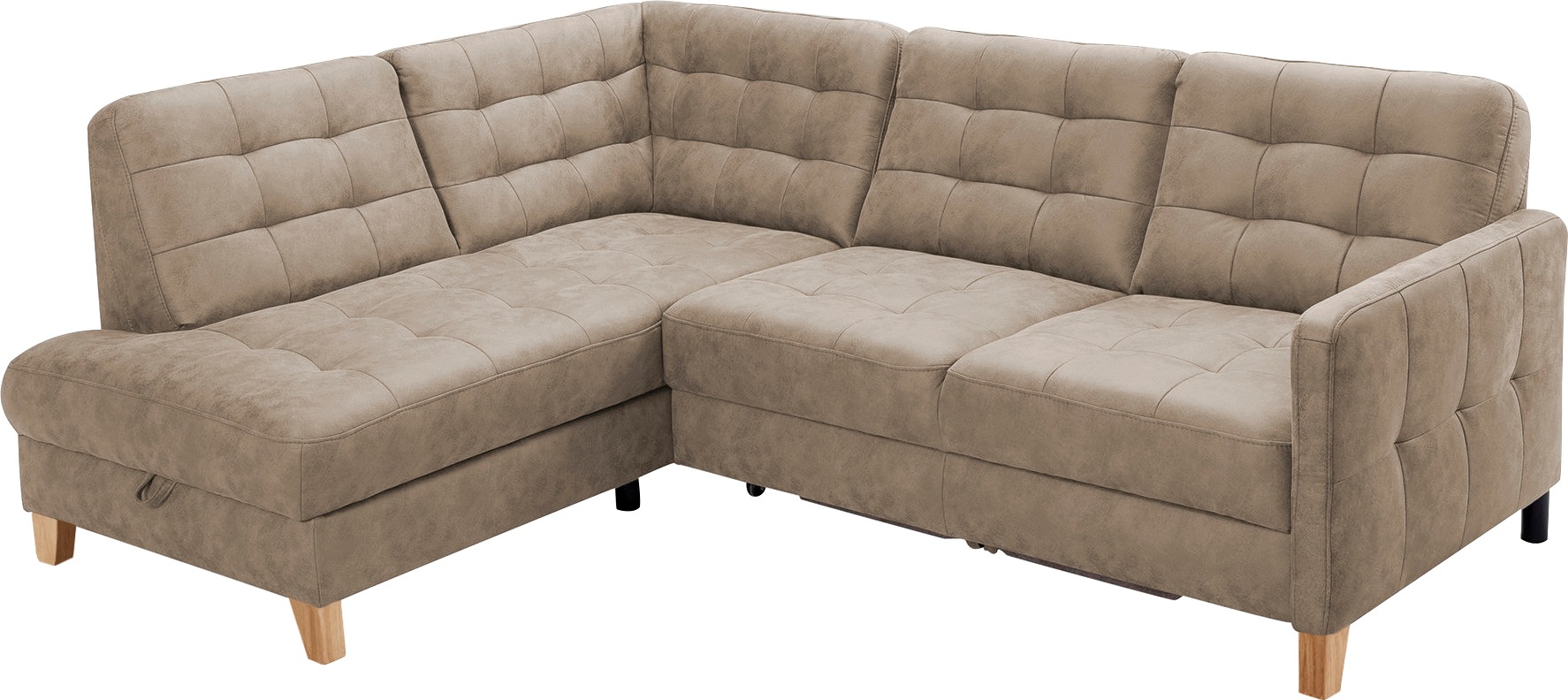 exxpo - sofa fashion Ecksofa »Elio, kompakt und komfortabel, bequem, zeitloses Design, L-Form«, wahlweise mit Bettfunktion und Bettkasten