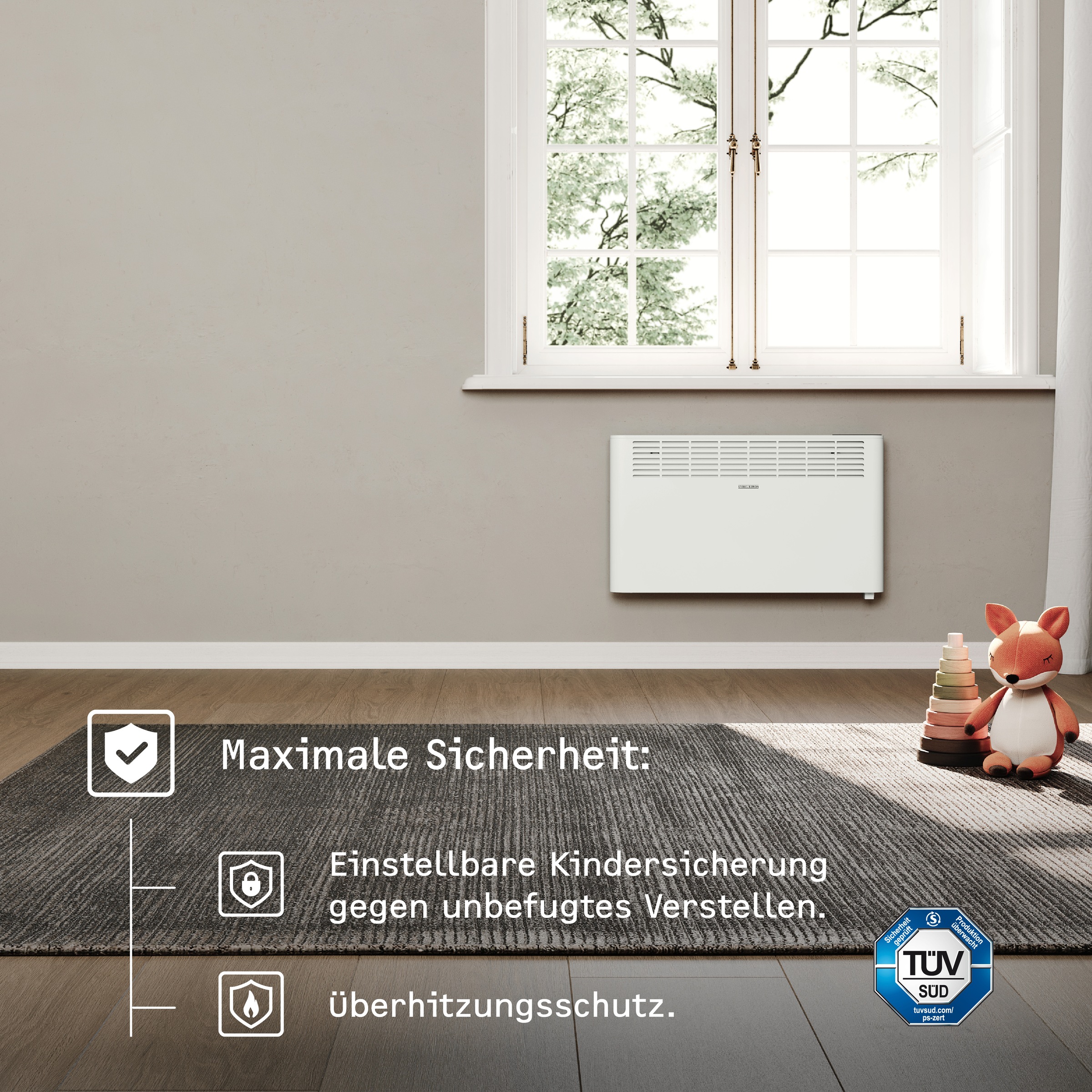 STIEBEL ELTRON Konvektor »»CNS 500 Plus LCD«, Wandkonvektor, energiesparend, weiß, 0,5 kW«, für ca. 6 m², LCD-Display, Wochenzeitschaltuhr/-timer, LC-Display