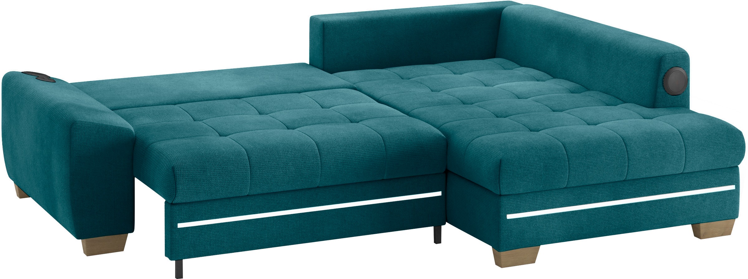 Mr. Couch Ecksofa »Nikita II, L-Form«, mit Kaltschaum, RGB-LED, Soundsystem, wahlweise mit Bett, Bettkasten