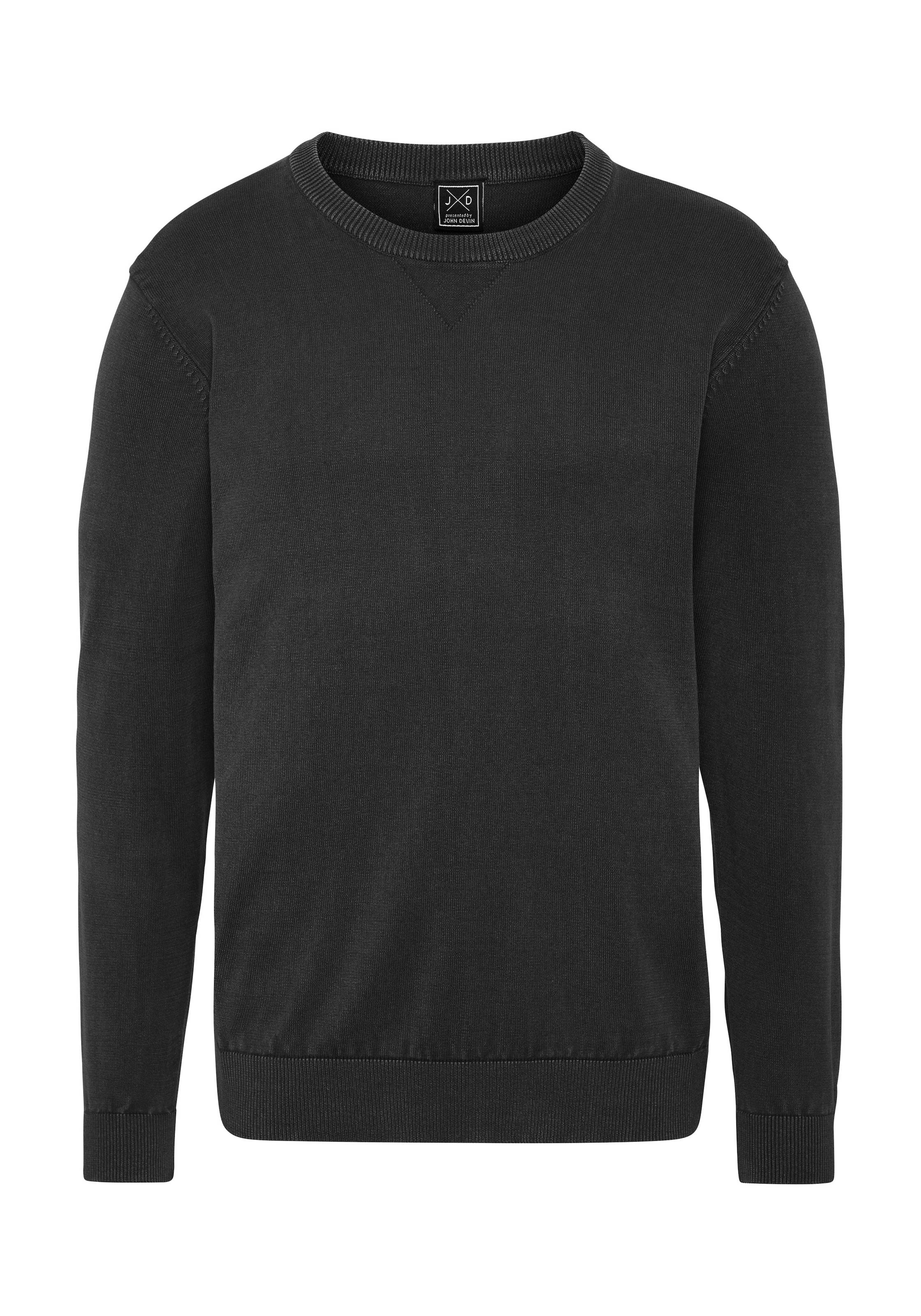 John Devin Strickpullover "NAME?" mit kleiner JD Stickerei und modischem Ausschnittdetail