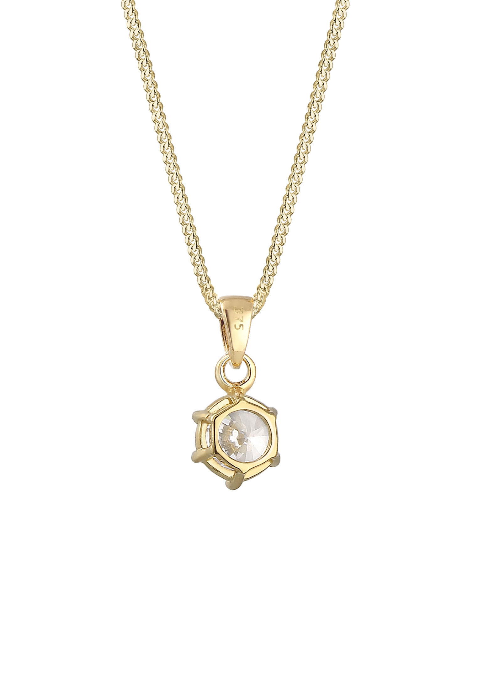 Elli Premium Collierkettchen »Solitär Halskette Zirkonia Weiß 375 Gelbgold«