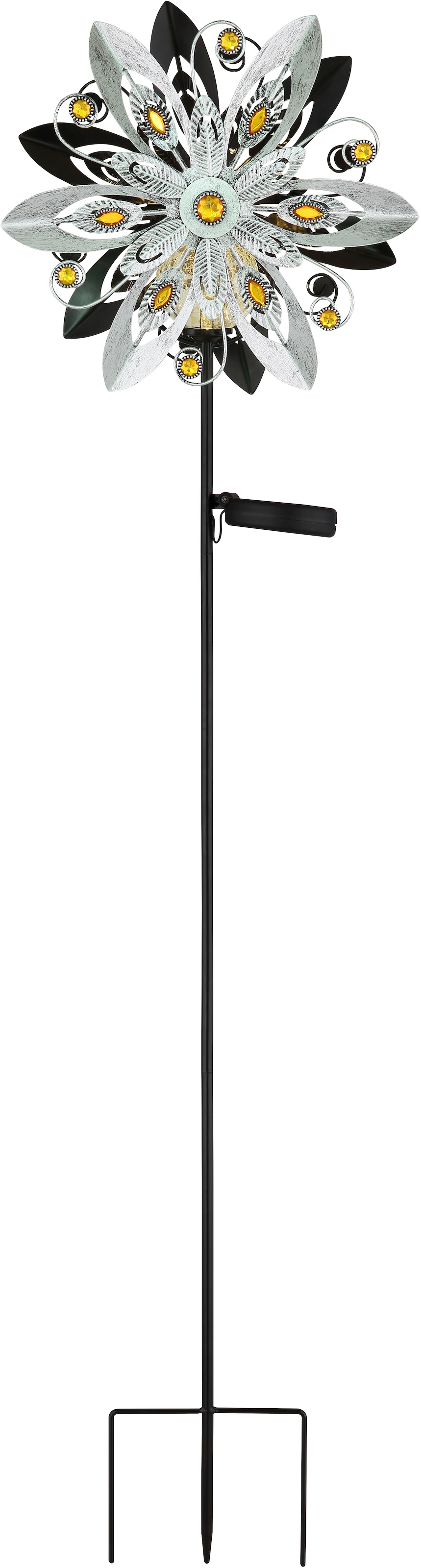 LED Solarleuchte GLOBO LIGHTING, B:17,5cm H:124cm L:32cm, silber, Garten, Leuchten, "SOLARLEUCHTE METALL SILBERGRAU, 1XLED", Solar Garten Terrasse