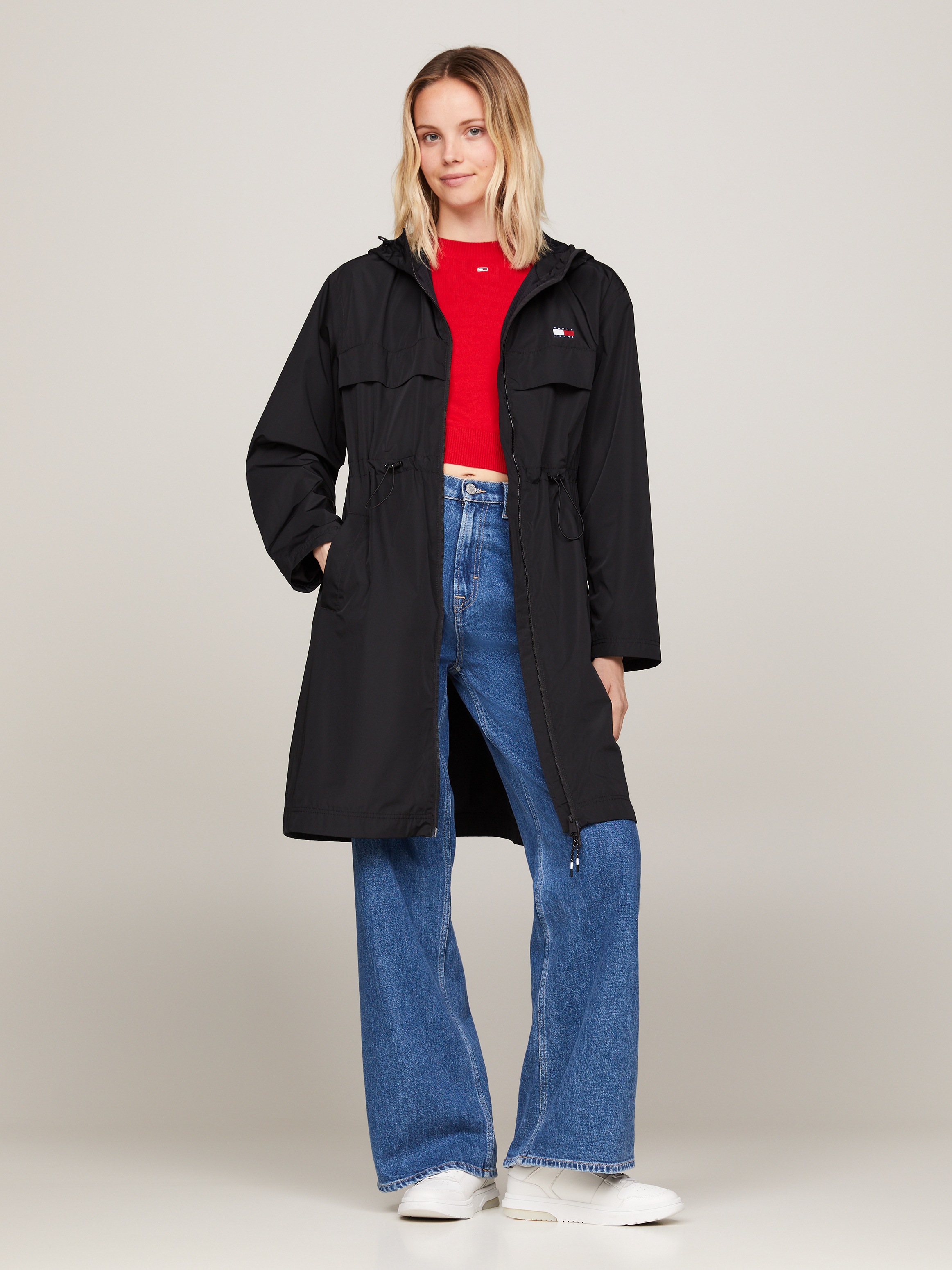 Tommy Jeans Curve Parka »TJW CHICAGO WAISTED COAT EXT«, mit Kapuze, Große Größen, Kapuze, Tunnelzug, 2-Wege-Reißverschluss