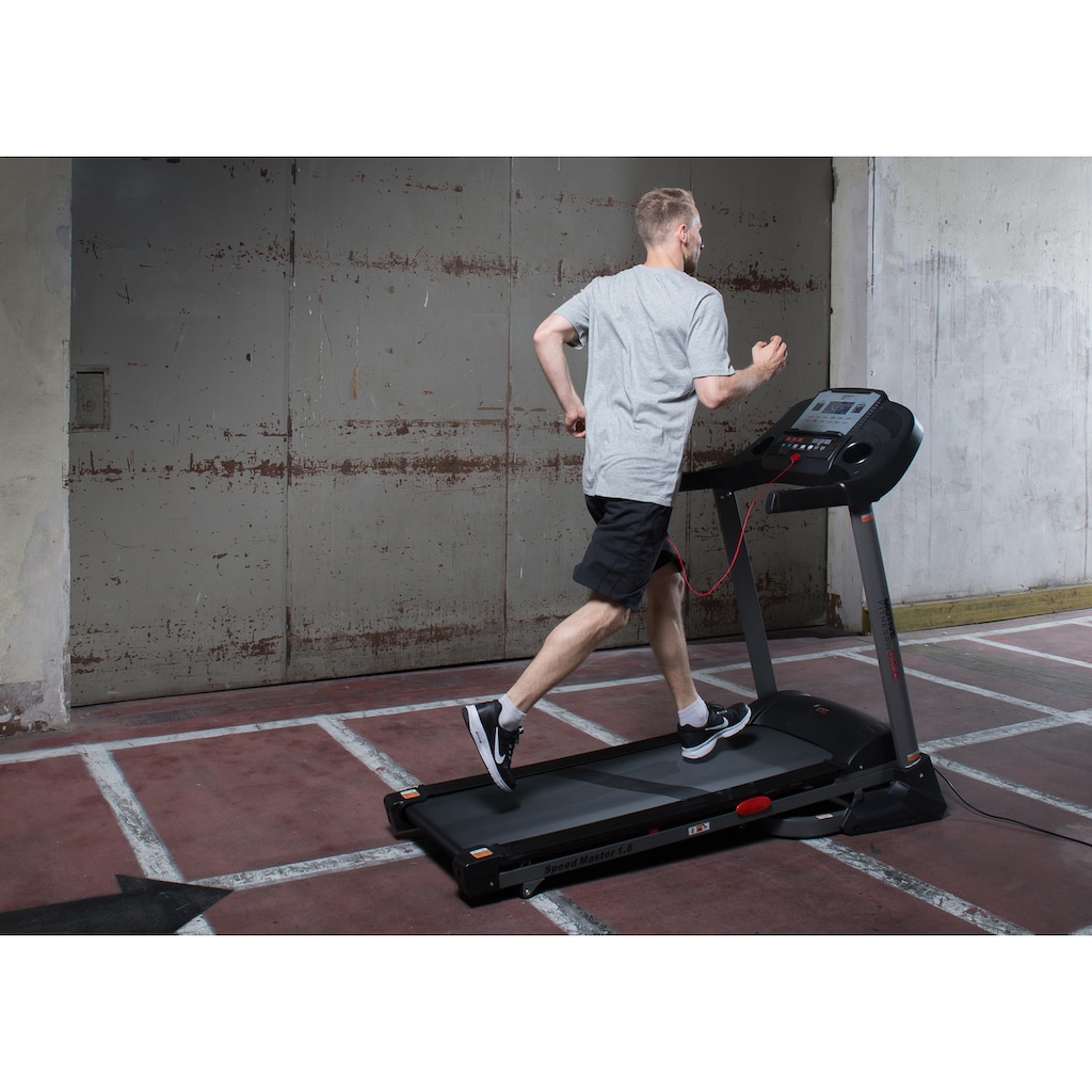 MOTIVE FITNESS by U.N.O. Laufband »Speed Master 1.8«, (6 tlg.), mit integrierten Handpulssensoren und Soft-Motion-Foldsystem