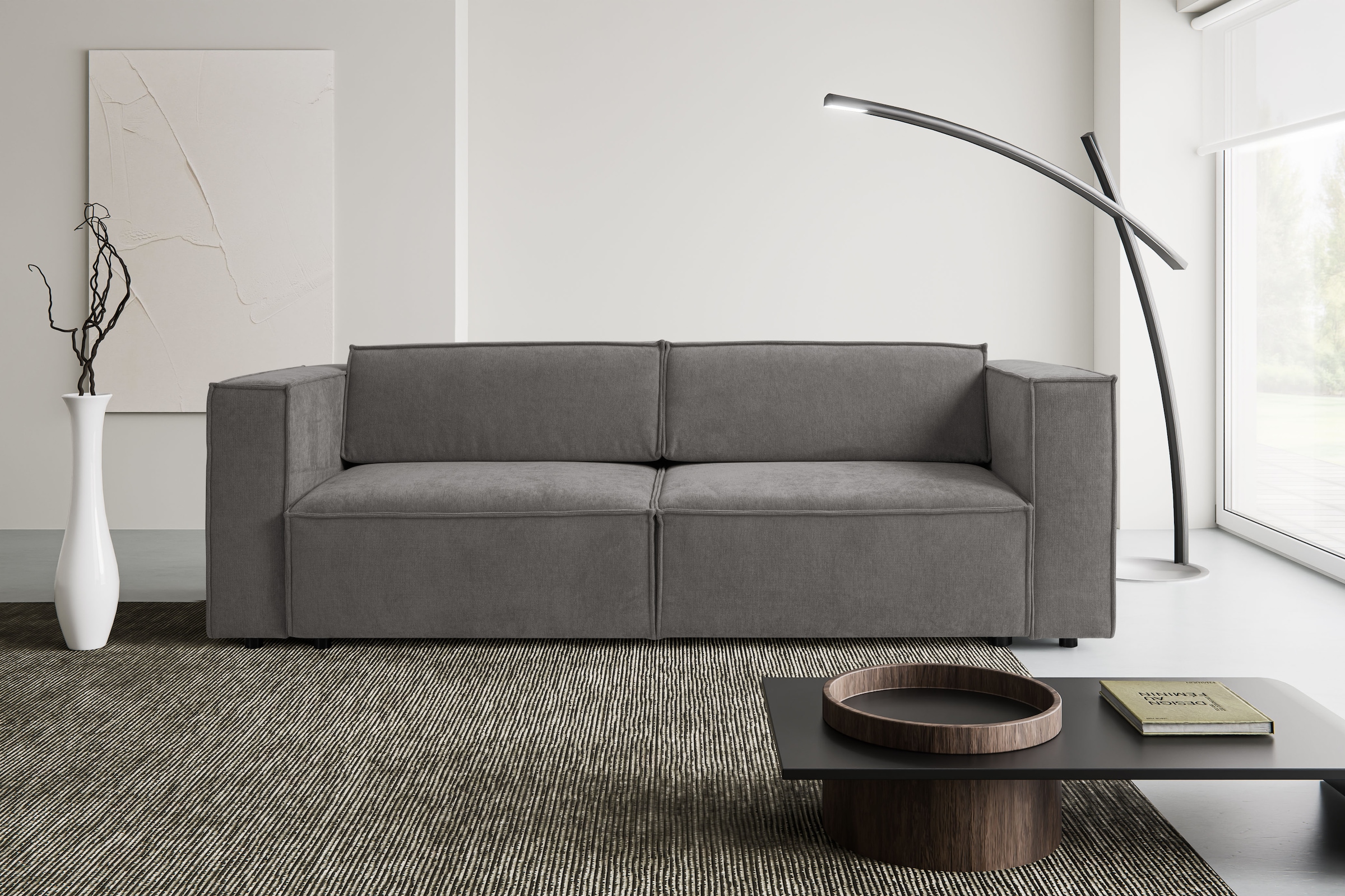 WERK2 Schlafsofa "Kansas Breite 252 cm, modern & bequem, viel Platz, kubisches Design" Struktur, Bettkasten