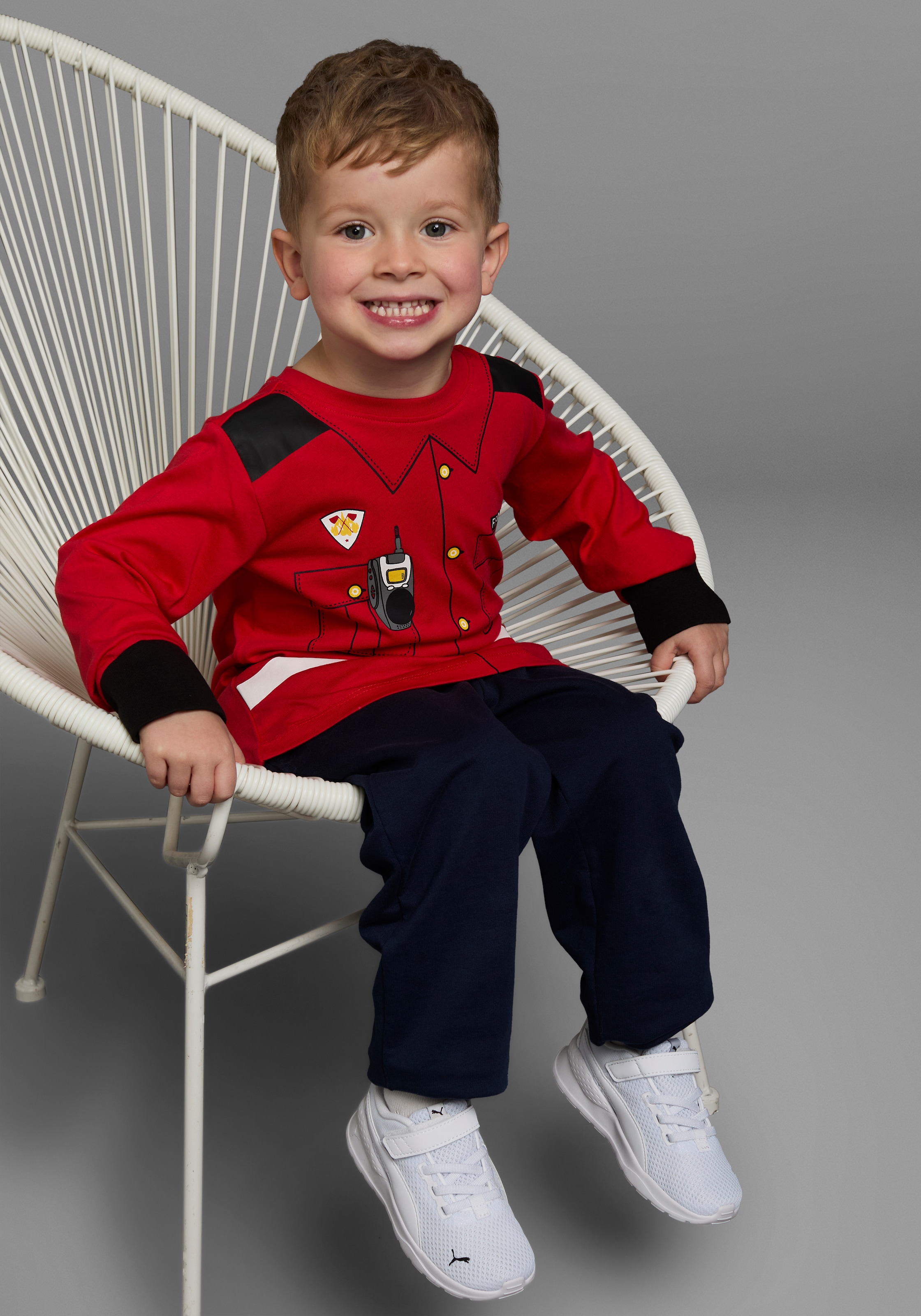 KIDSWORLD Langarmshirt »FEUERWEHR«, Langarm, Basic-Passform, bedruckt, Rundhalsausschnitt