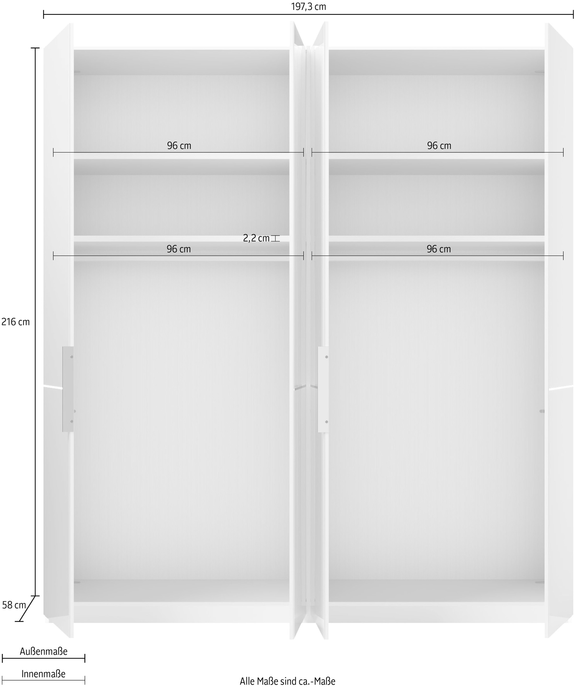 Chrom Kleiderstangen,mit »Imola Einlegeböden in by | W«, BAUR GALLERY Aufleistung und Musterring branded und M Drehtürenschrank Glastüren