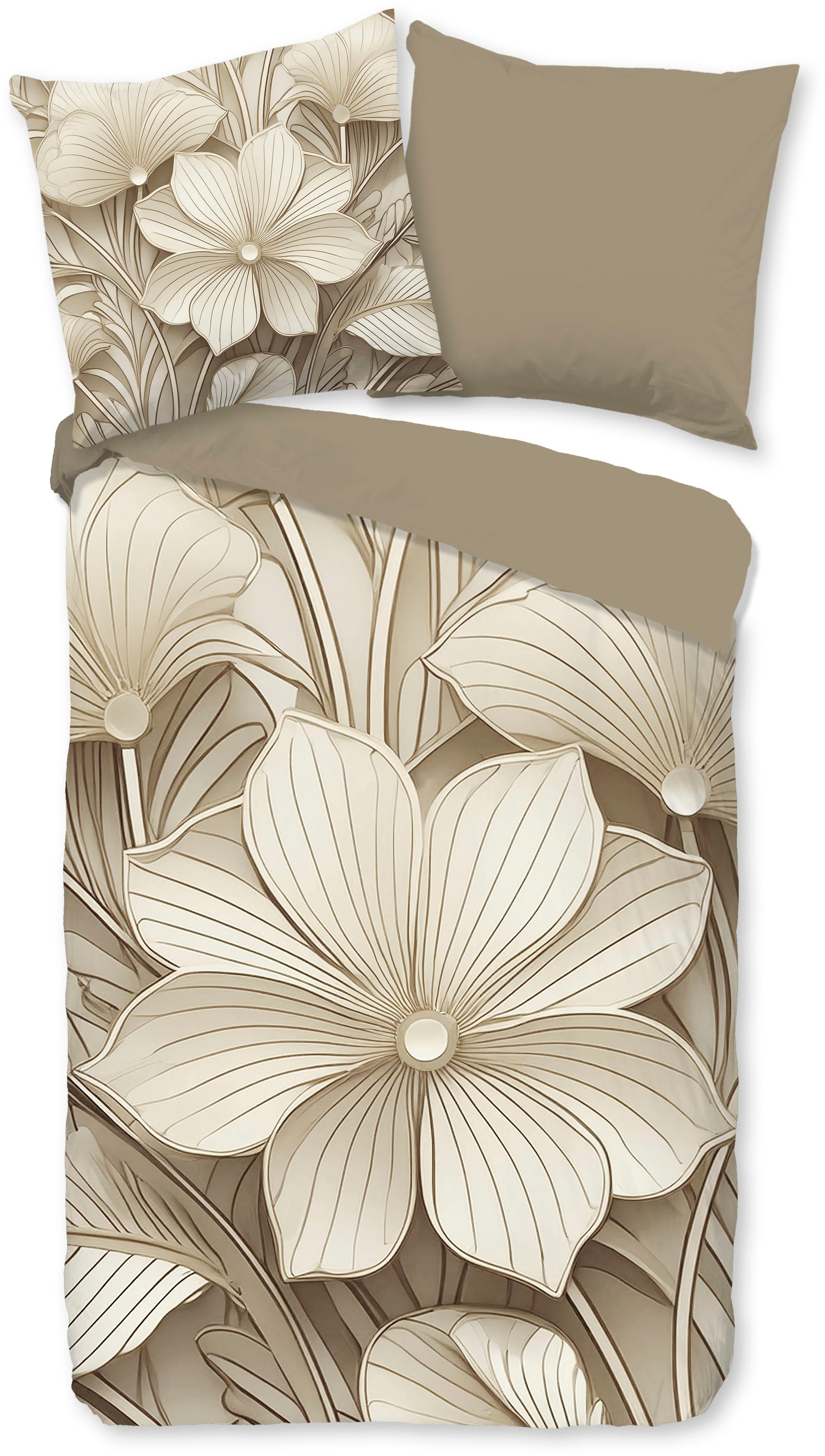 good morning Wendebettwäsche "Artdeco" 2 Stk. 100% Baumwolle, Renforcé, Reißverschluss, Wendeoptik, Blumen