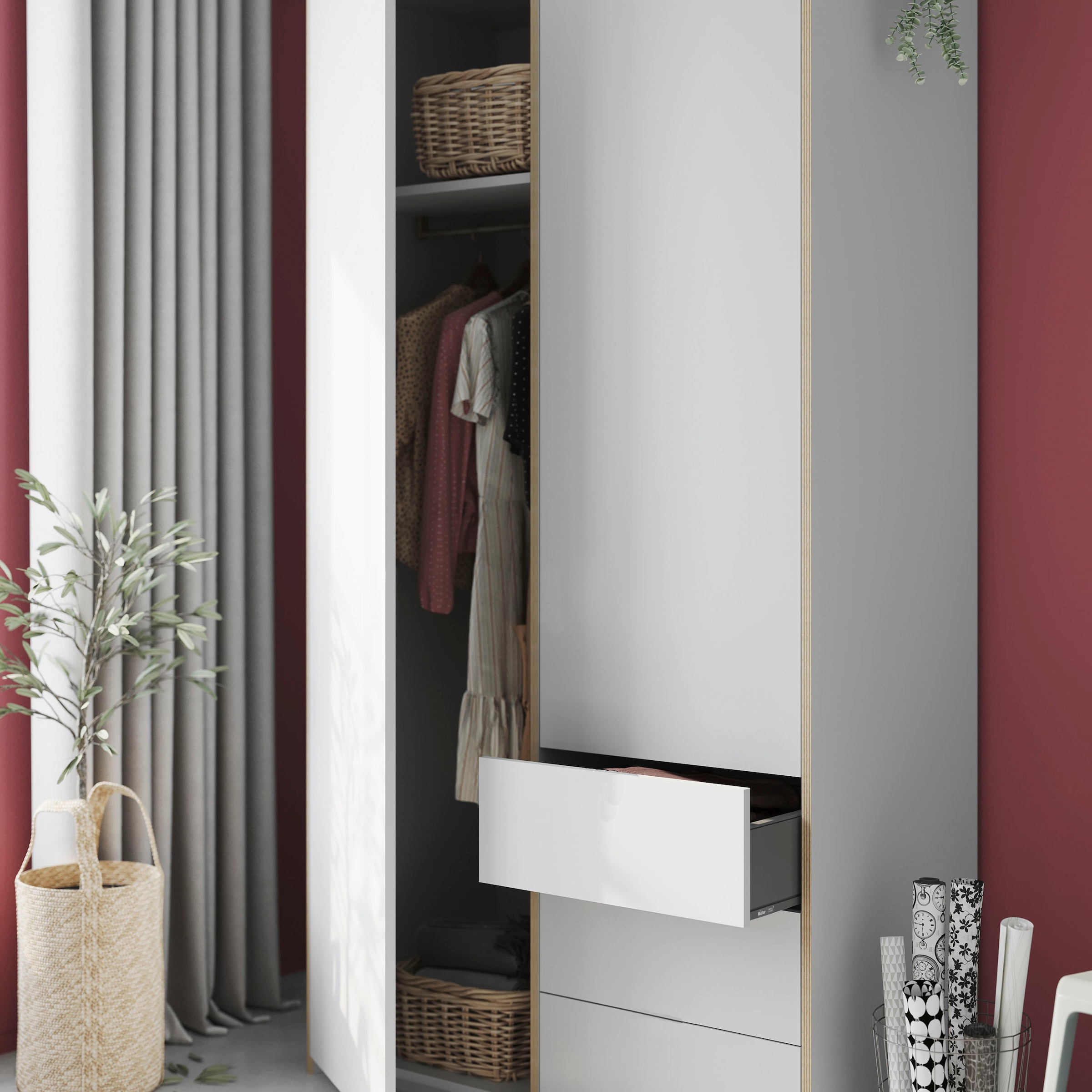 Müller SMALL LIVING Kleiderschrank »Modular Plus Variante 2«, Inklusive 3 kleiner Schubladen unten rechts