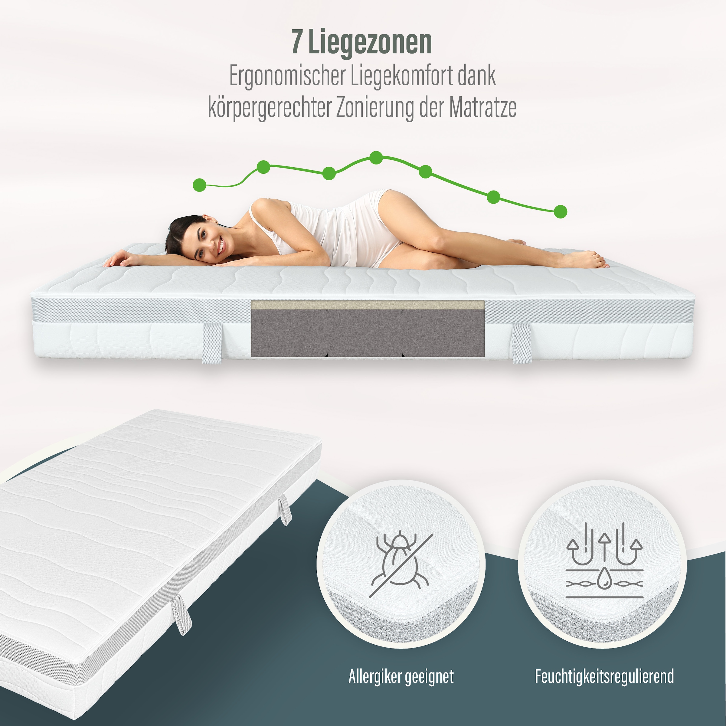 Beco Hybridschaum-Matratze »Feel Like Latex ONE KS - GOLD, Matratze 90x200 cm, 140x200 cm und mehr« 21 cm hoch 1 Stk. tlg. Ergonomischer Hybridschaum mit komfortabler Feel Like Latex Auflage