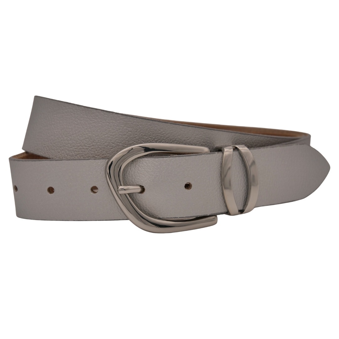 Ledergürtel ANNAMATONI "AnnaMatoni Ledergürtel Lora2 Ledergürtel Lora2", Damen, Gr. TW95 - 110cm Gesamtlänge, silber (silber 888), 100% Leder, Gürtel Ledergürtel