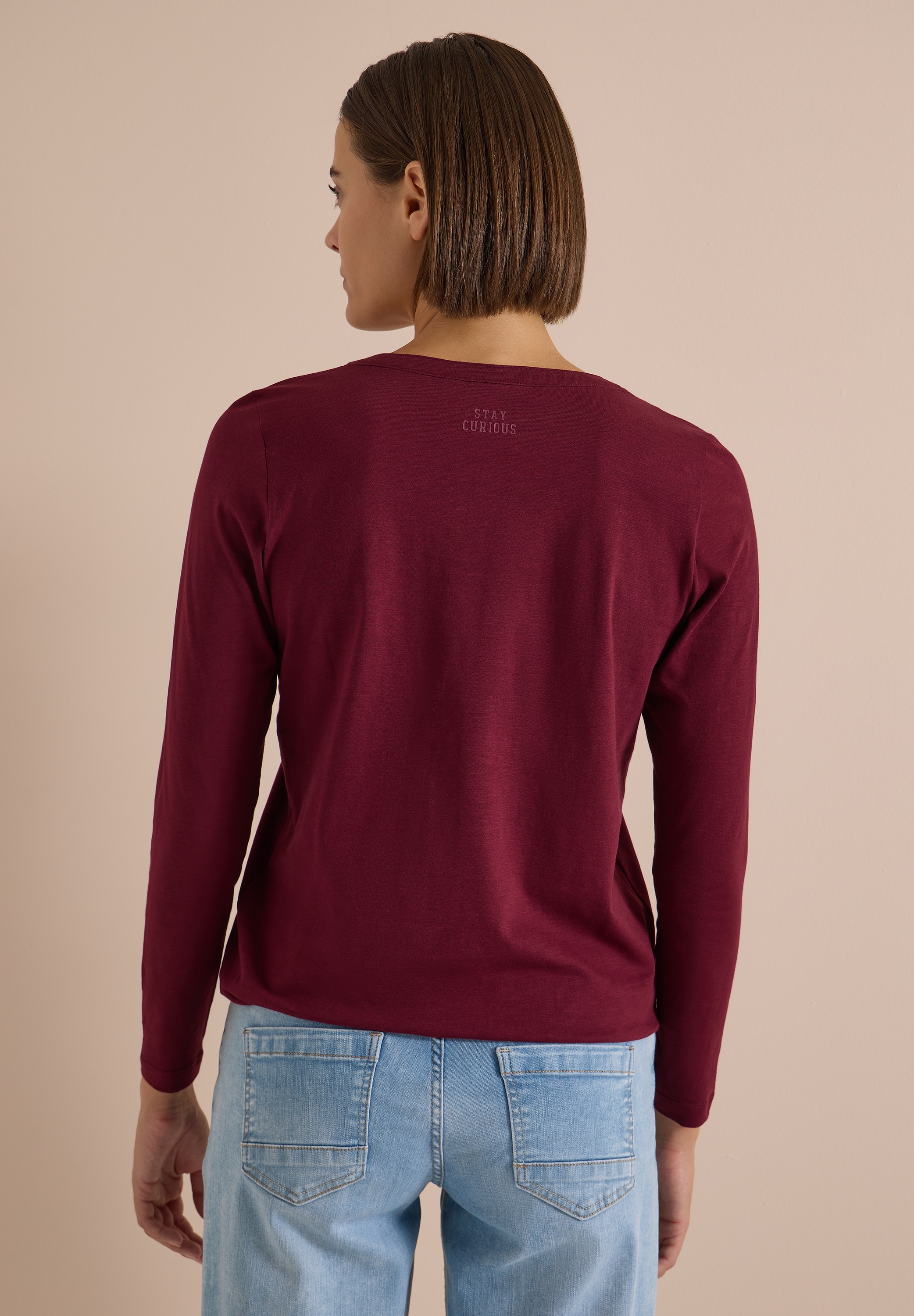 Cecil Langarmshirt mit geschlitztem Rundhalsausschnitt