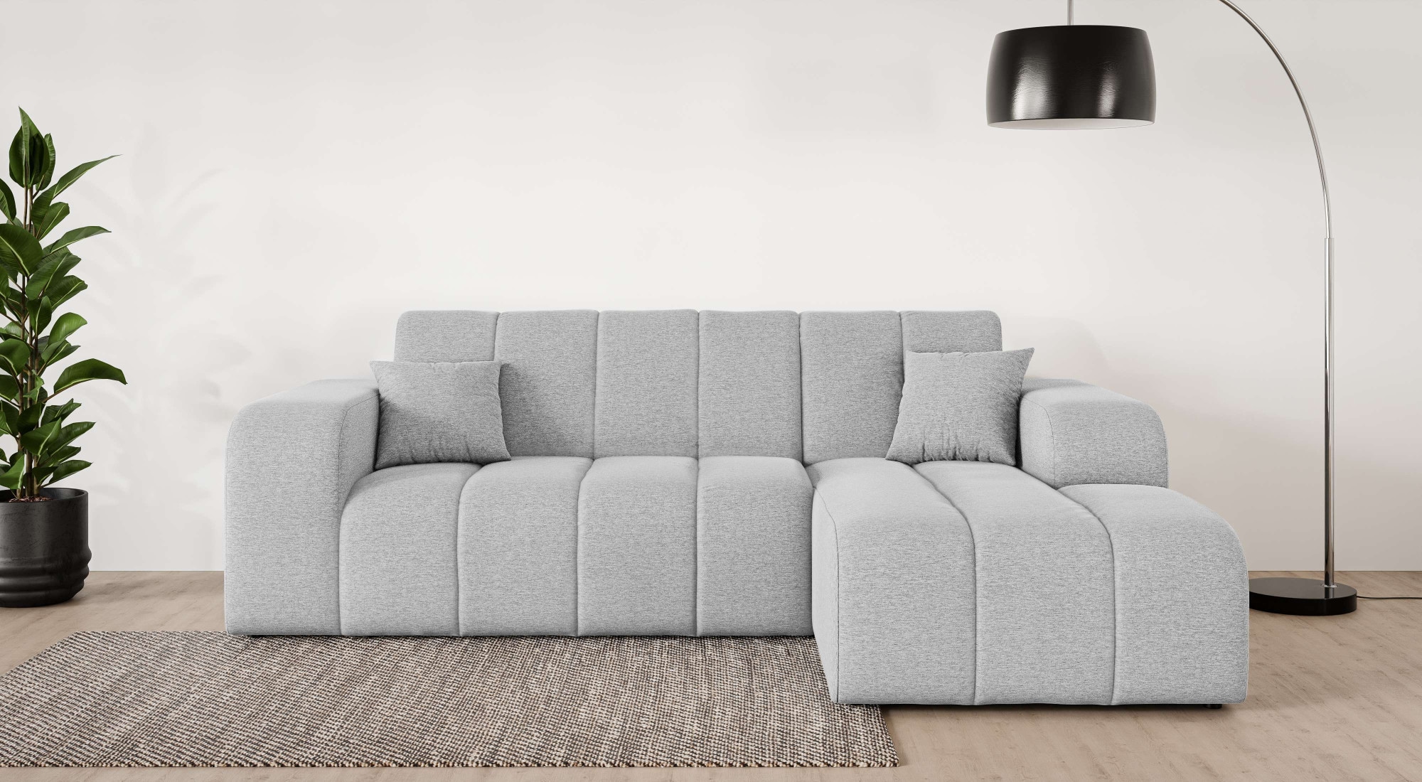 OTTO home Ecksofa "CASSY L-Form, Schlafsofa mit Bettkasten, Maße B/T/H: 245/165/88 cm" mit 2 Rückenkissen, Recamiere rechts oder links bestellbar