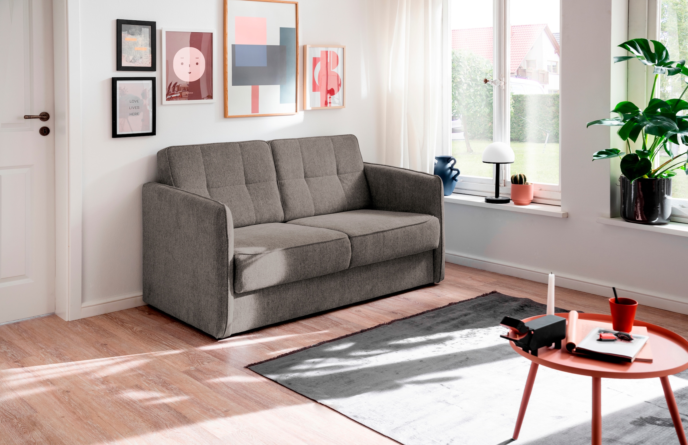 Home affaire Schlafsofa "Milano Einzelauszug, Schlaffunktion, schmale Armlehnen, Breite 147cm" zwei einzeln ausziehbare Liegefunktionen