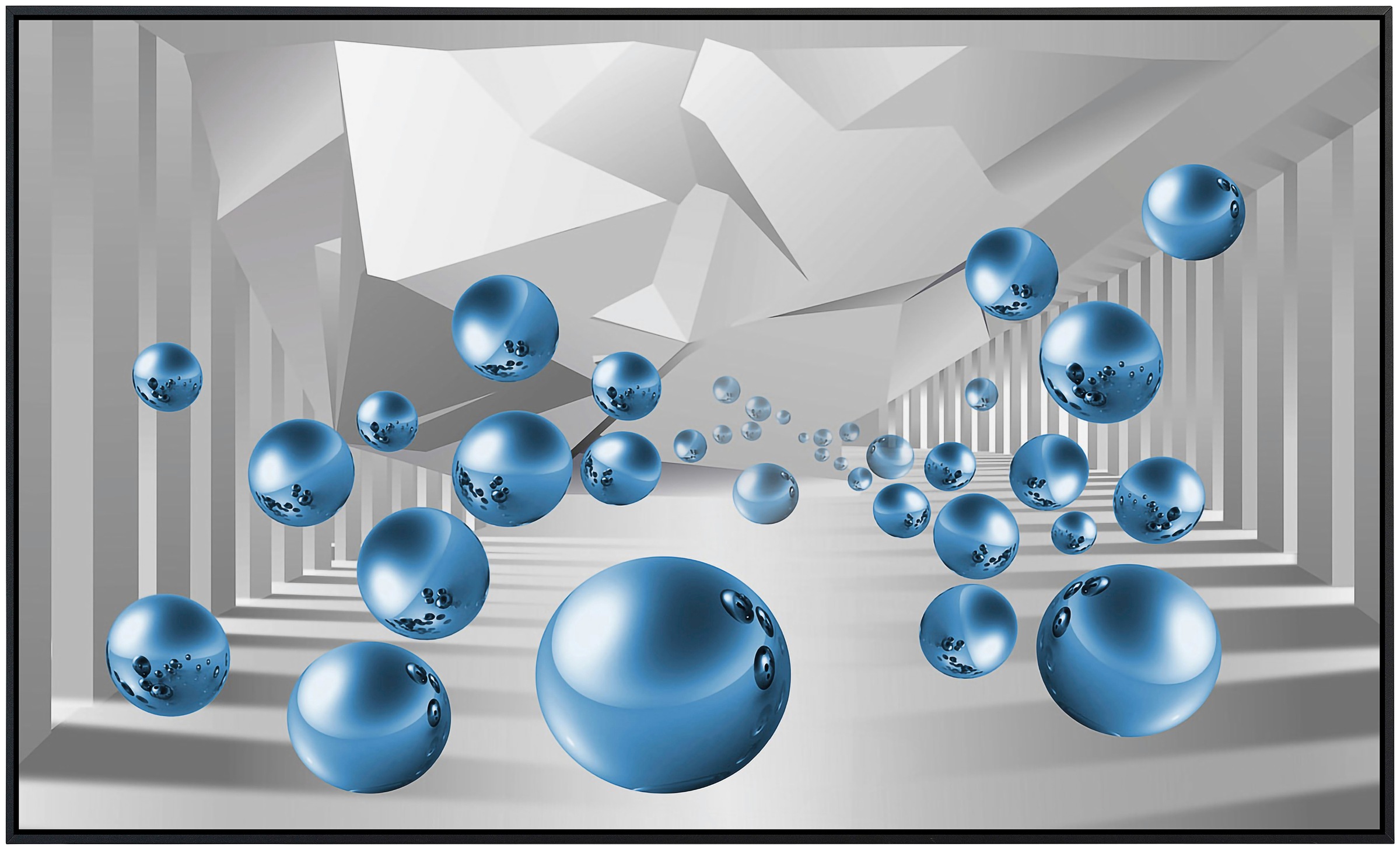 Papermoon Infrarotheizung »Abstrakt 3D Effekt Blau«, sehr angenehme Strahlungswärme